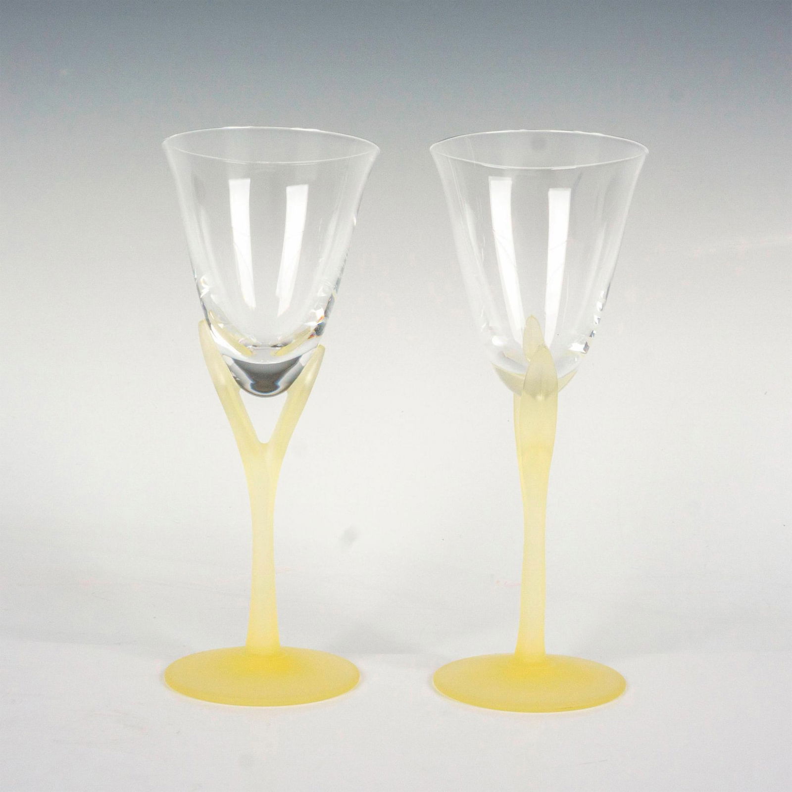 2pc Sasaki Crystal Cordial Glasses, Capistrano Yellow (1 of 2)