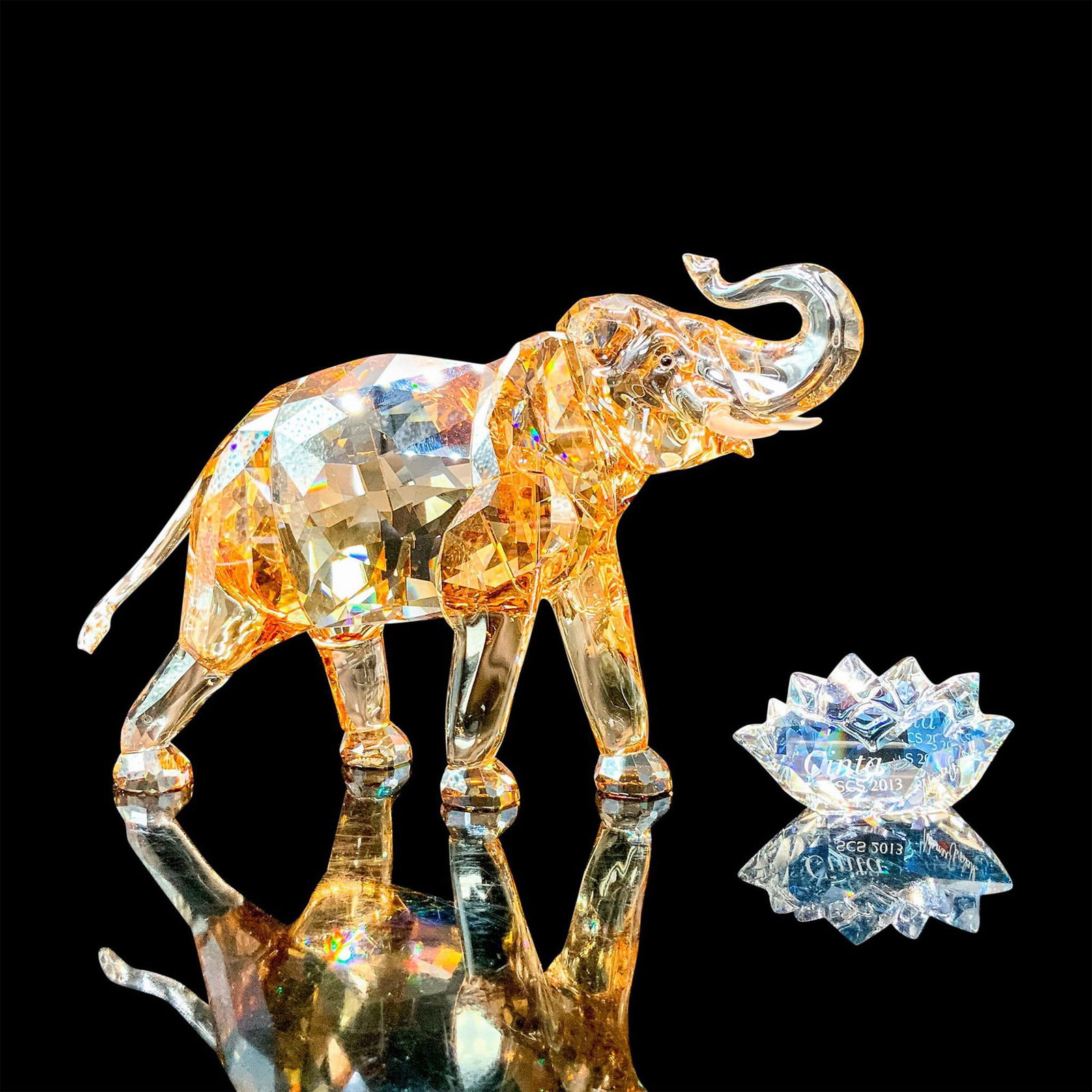 2pc Swarovski Crystal Figurine, Elephant and Plaque 1137207 (1 of 4)