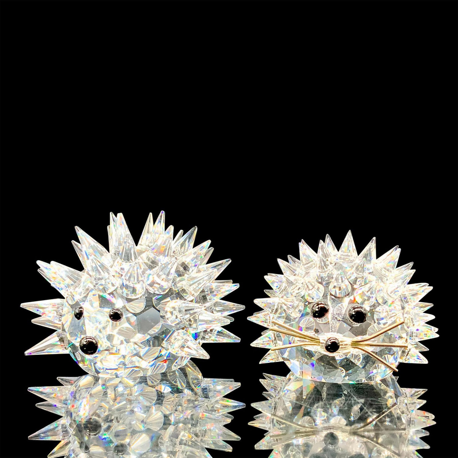 2pc Swarovski Crystal Figurines, Hedgehogs 013989 and 013265 (1 of 3)