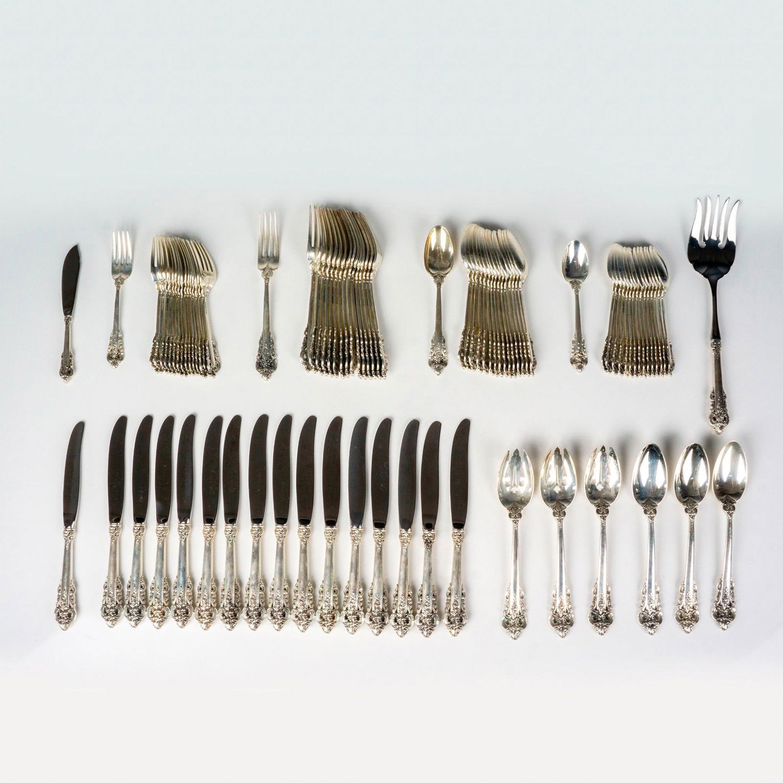 88pc Wallace Sterling Silver Flatware Set, Grande Baroque (1 of 6)