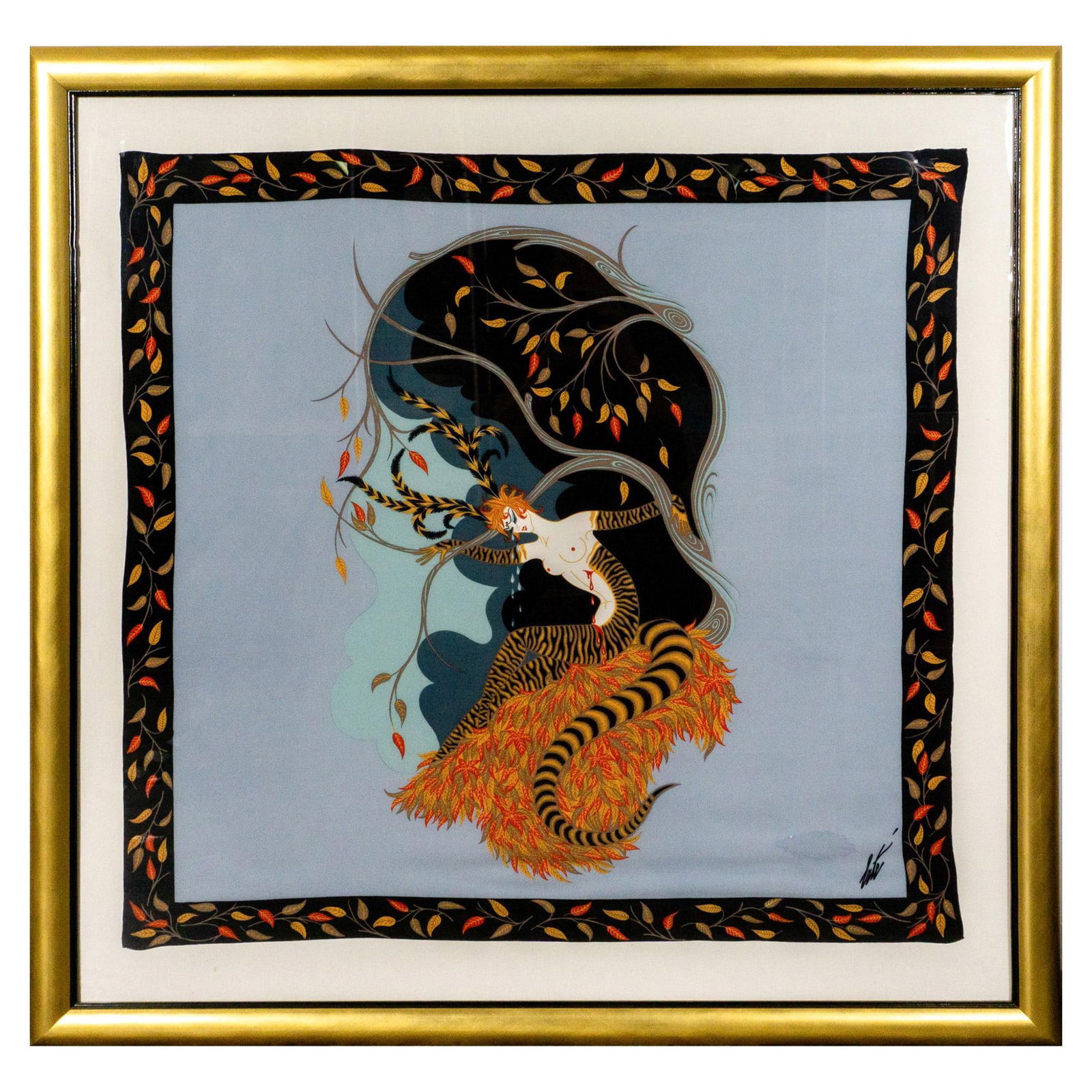 Erte Romain de Tirtoff, Large Framed Scarf, Autumn (1 of 5)