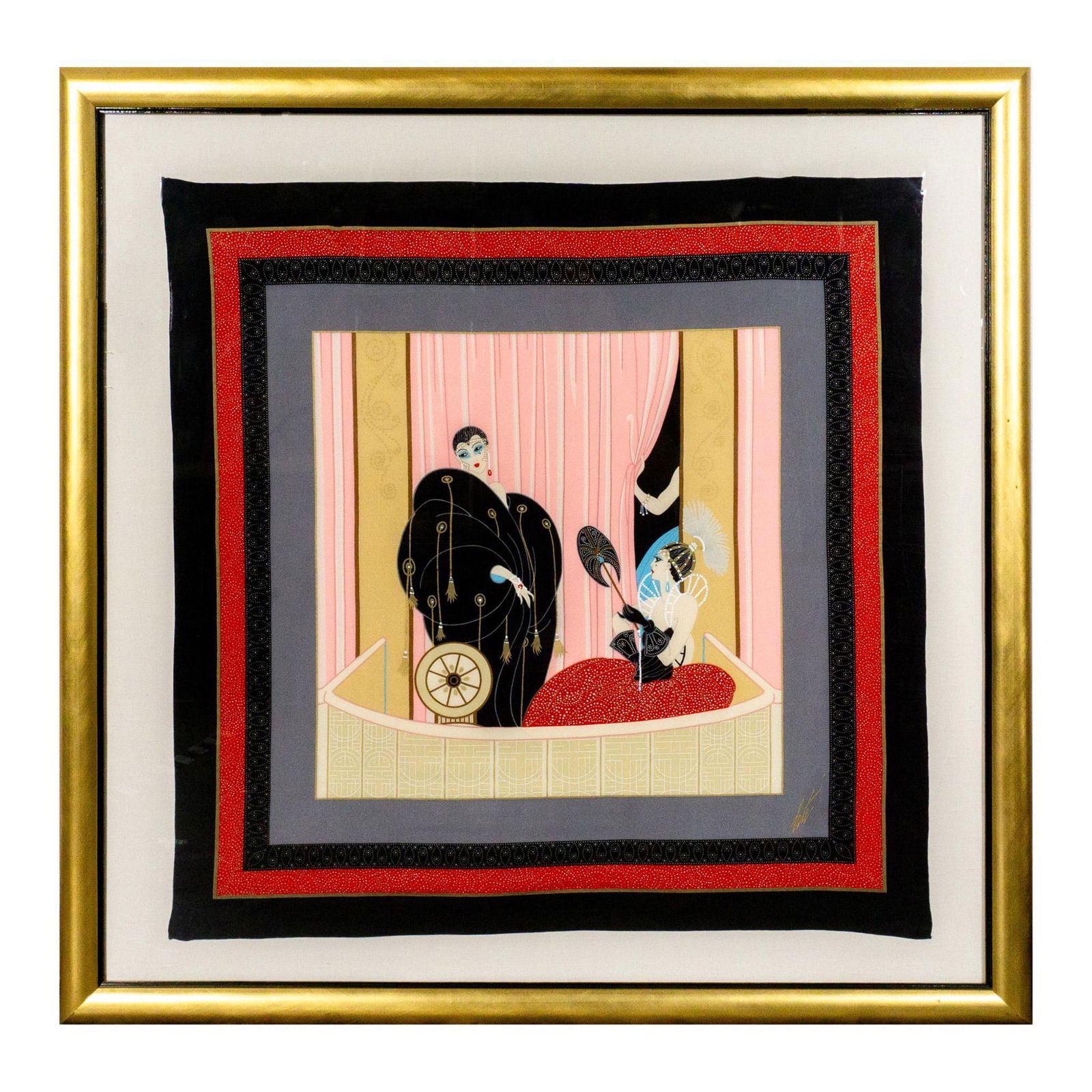 Erte Romain de Tirtoff, Large Framed Scarf, Loge de Theatre (1 of 5)