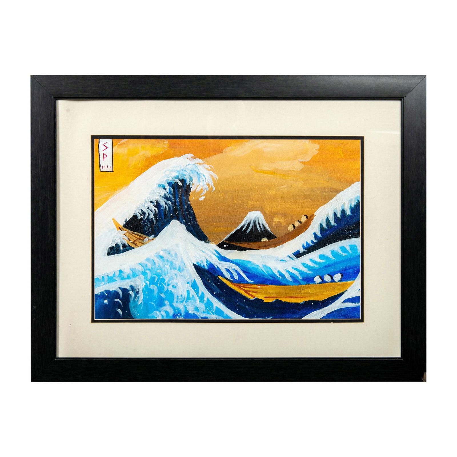 After Hokusai, Original Oil on Canvas, The Great Wave Signed (1 of 6)