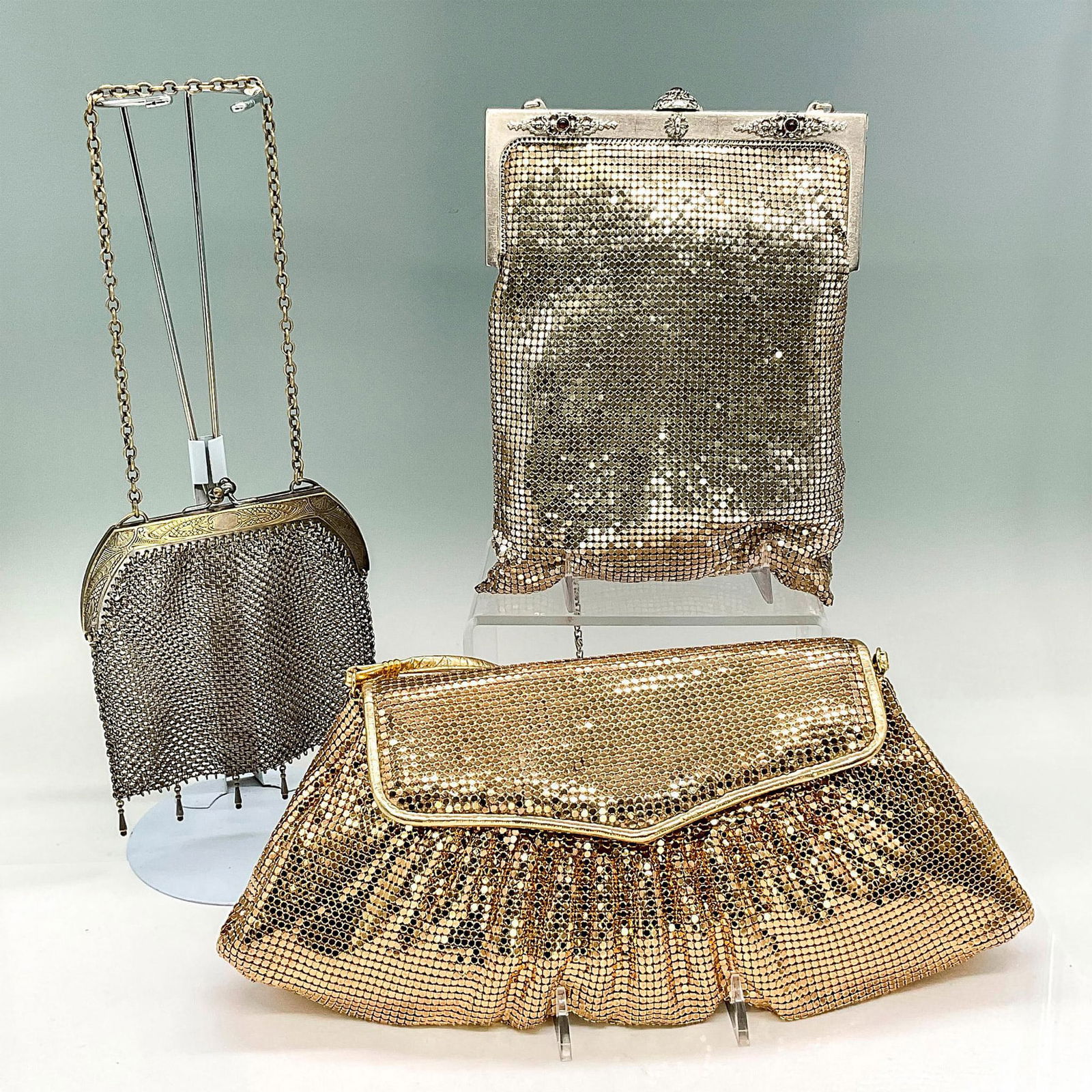 3pc Vintage Whiting and Davis Metal Mesh Handbags (1 of 10)