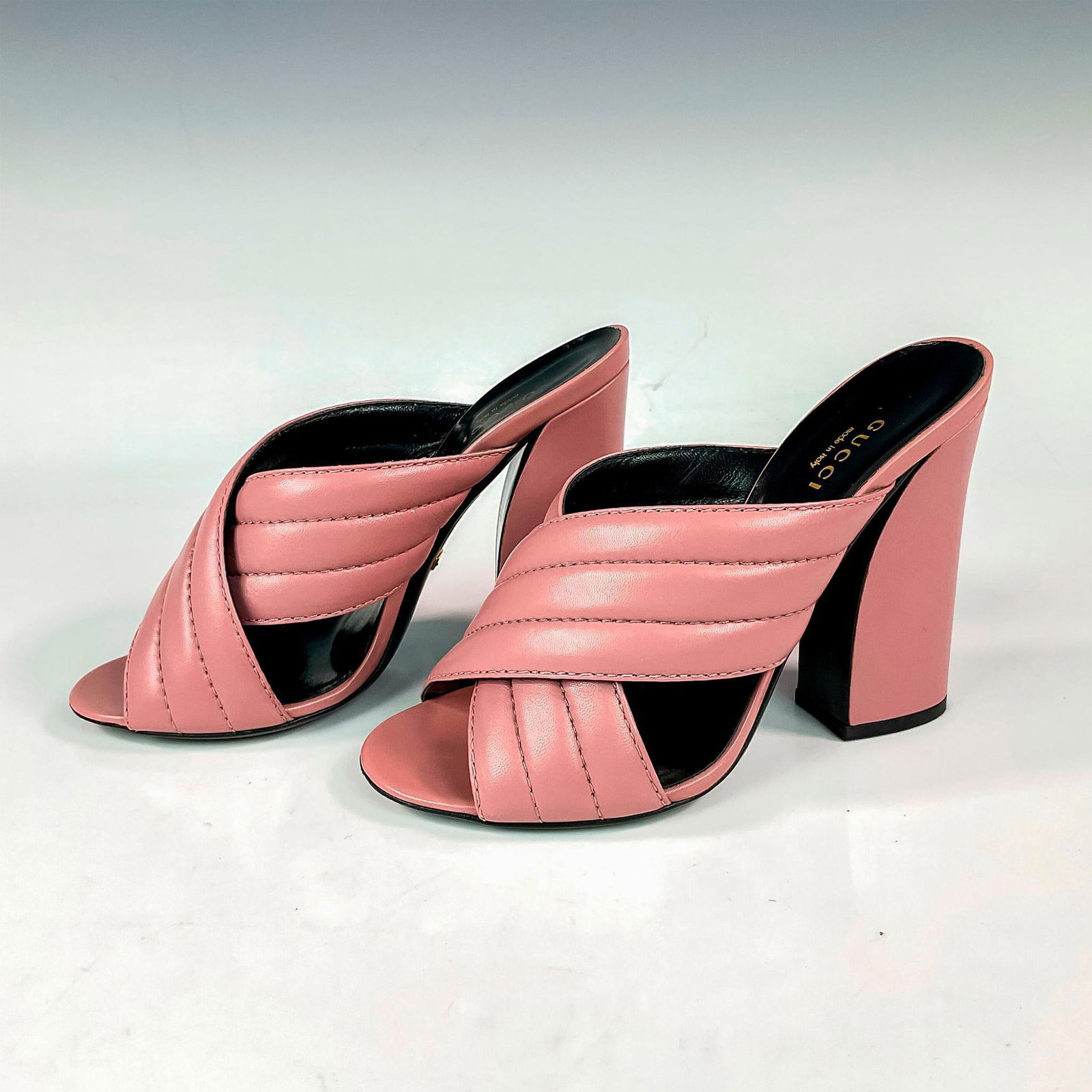 Gucci Pink Quilted Leather Mules (1 of 4)