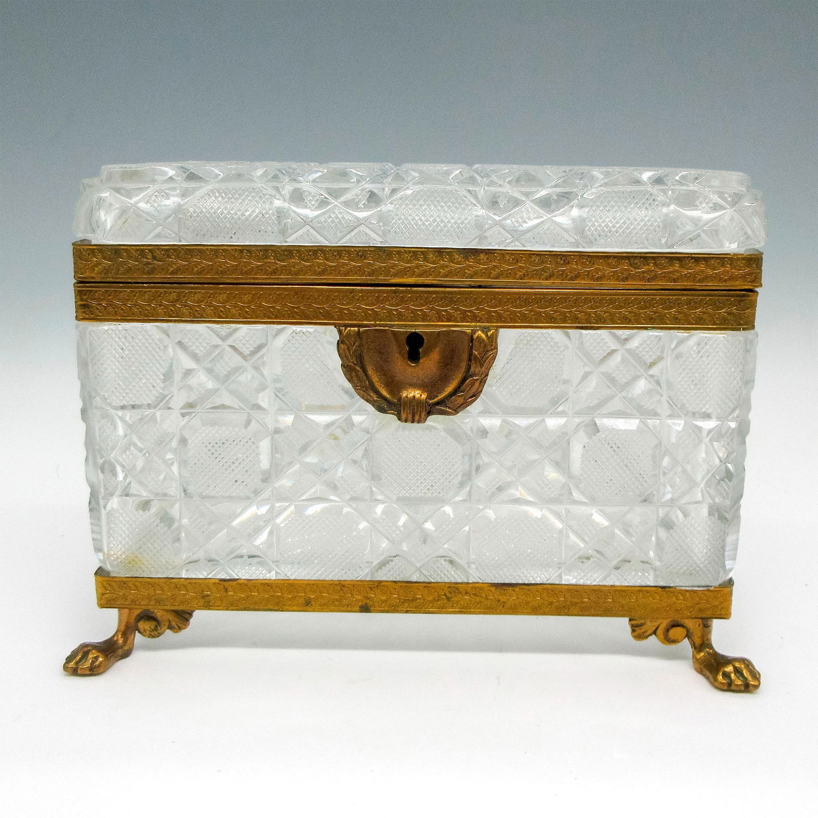 Cut Crystal and Brass Hinged Cigarette Box (1 of 4)