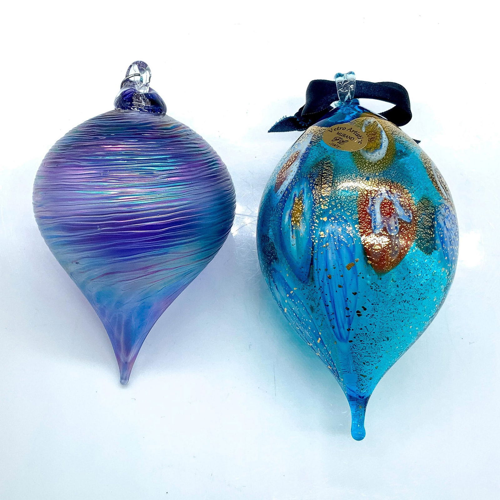 2 Colorful Festive Murano Glass Christmas Tree Ornaments (1 of 2)
