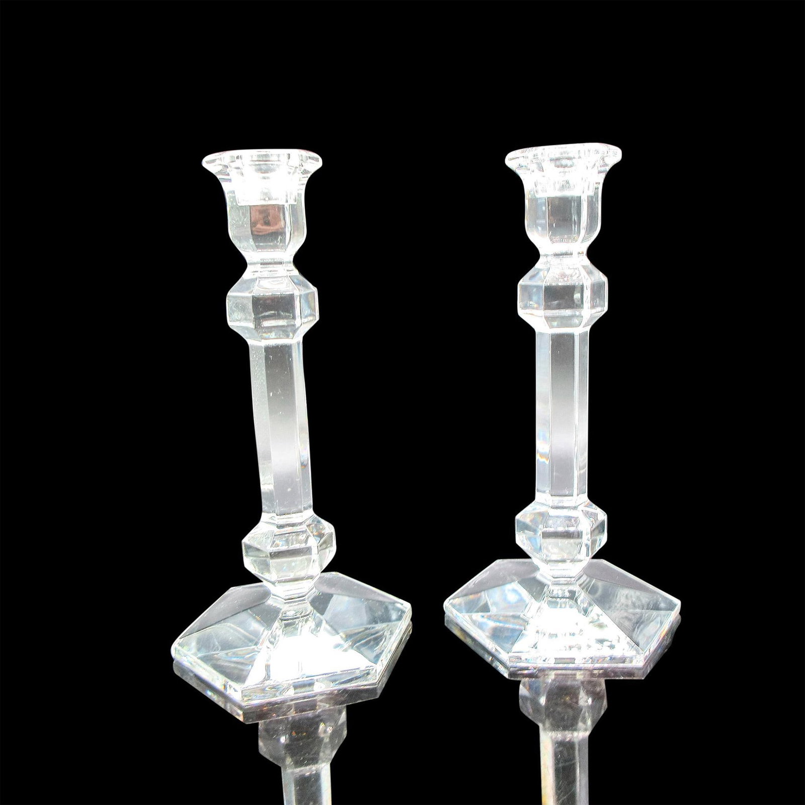 Pair of Val St. Lambert Crystal Candlestick Holders, Gardenia (1 of 3)
