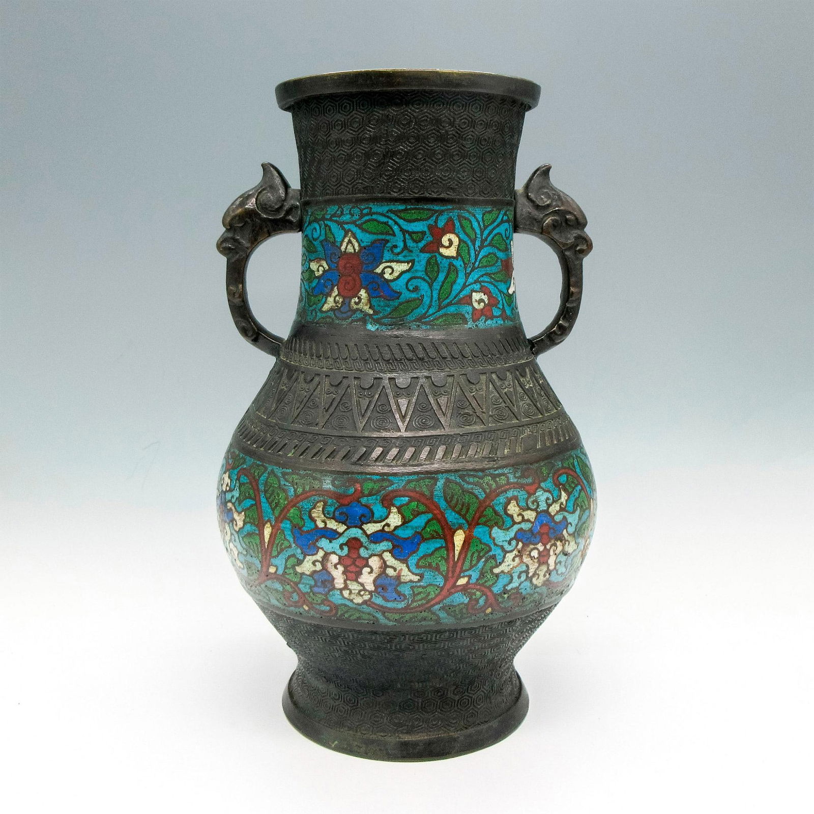 Chinese Cloisonne Enamel Vase (1 of 4)
