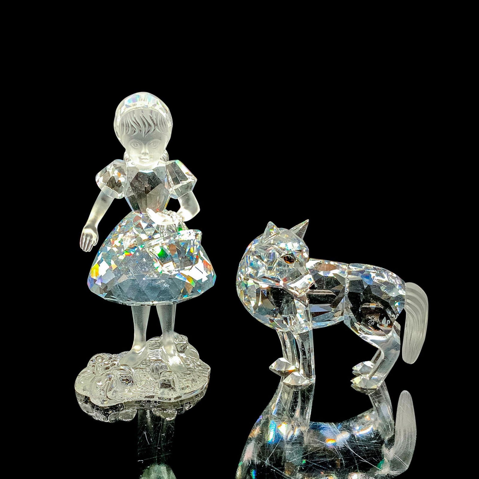 2pc Swarovski Crystal Figurines, Red Riding Hood and Wolf (1 of 2)