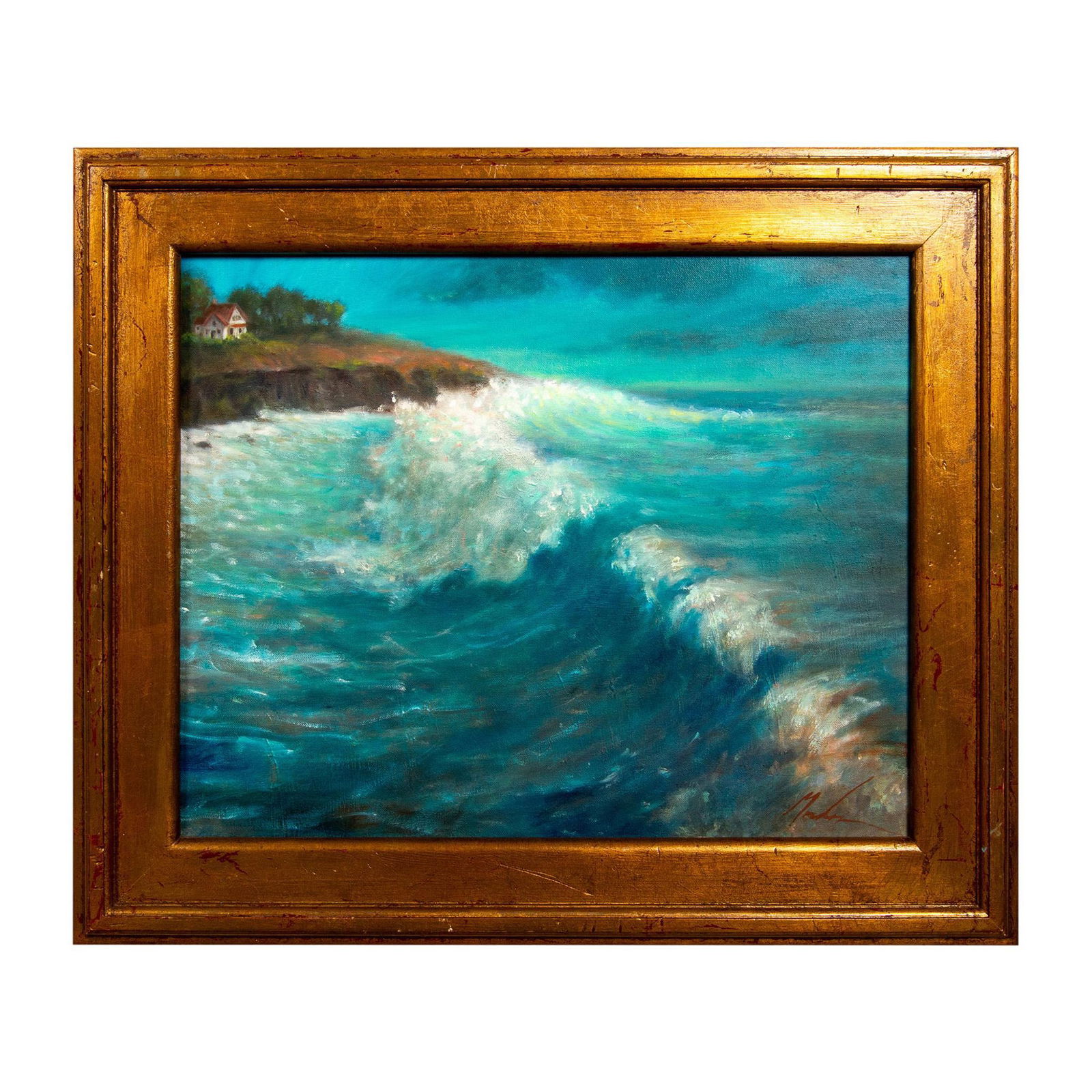 Brenda Gordon (American, 20th c.) Oil on Canvas Painting, Beach House, Signed (1 of 5)