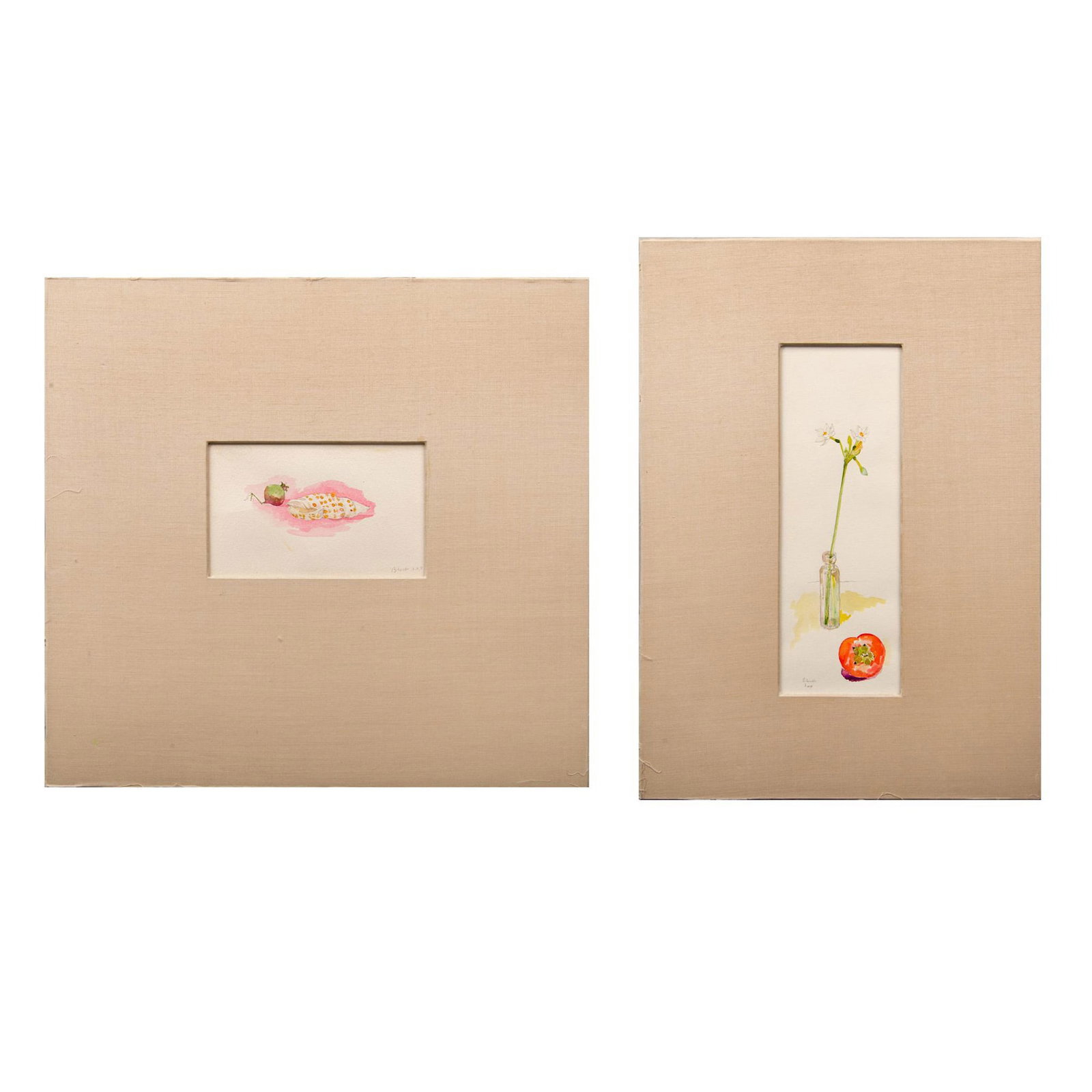 2pc Irving Block Watercolor Paintings, Signed (1 of 7)