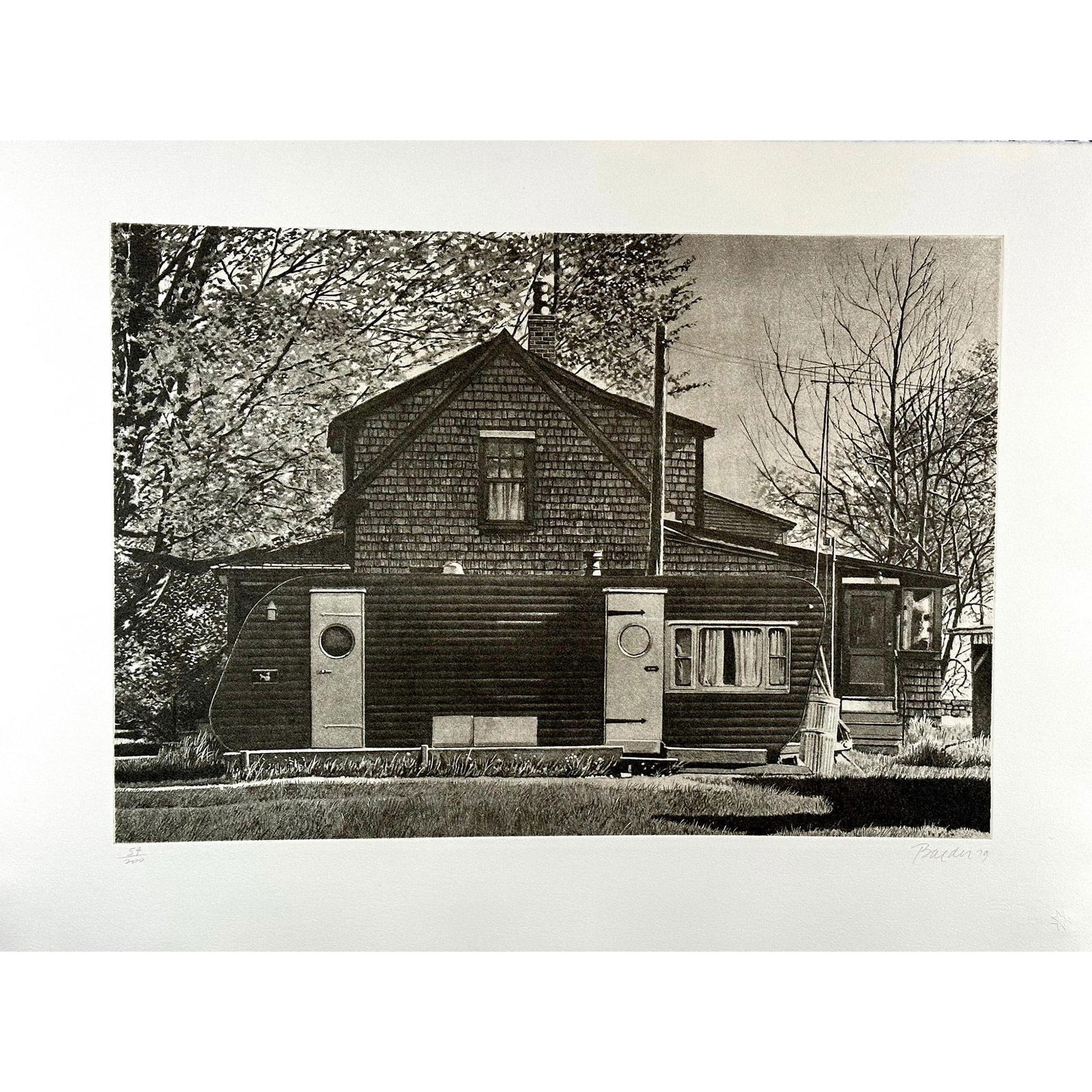 John Baeder (1928 -) Screenprint, House With Trailer, Signed (1 of 3)