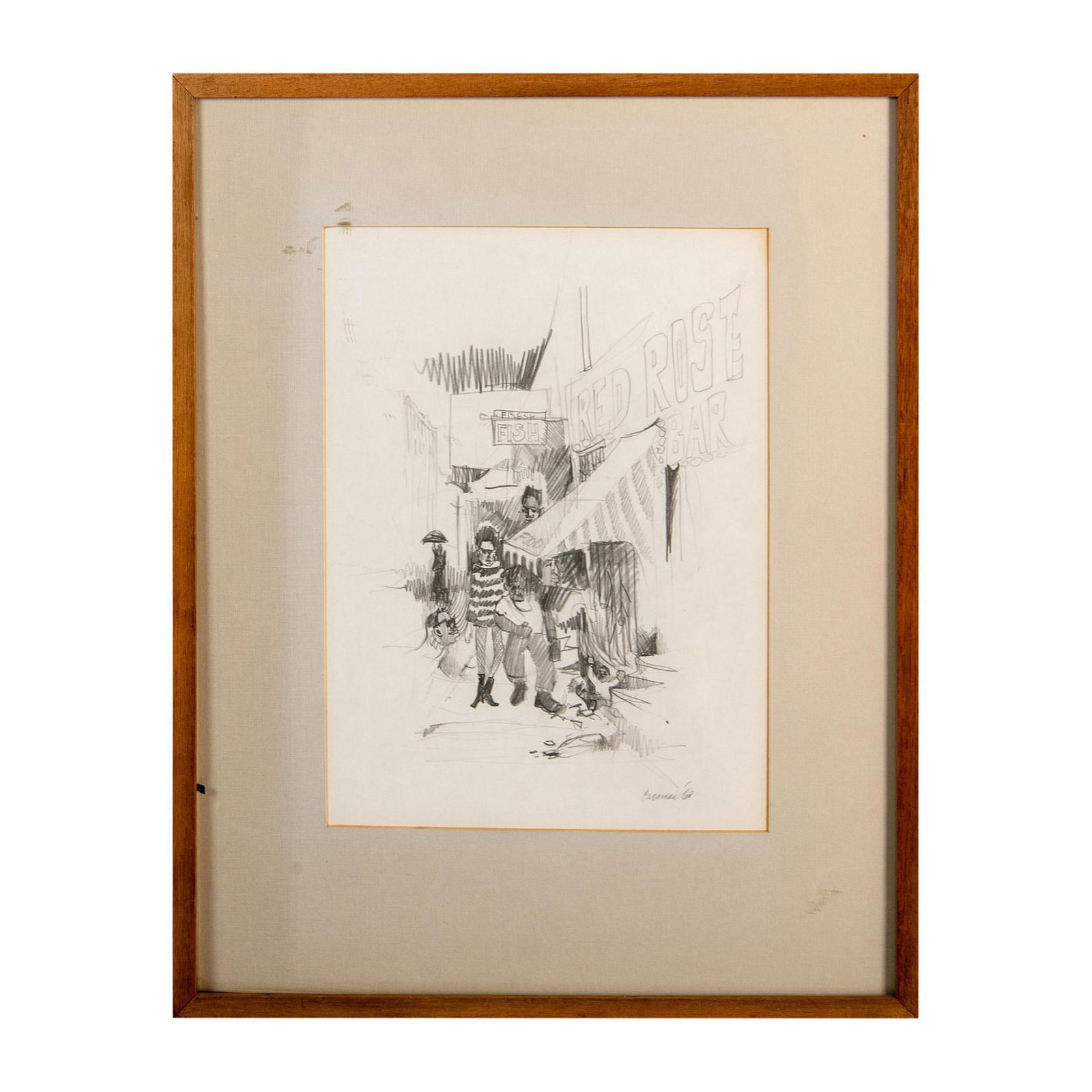 Attributed to Jon Carsman (American) Pencil Sketch, Signed (1 of 7)