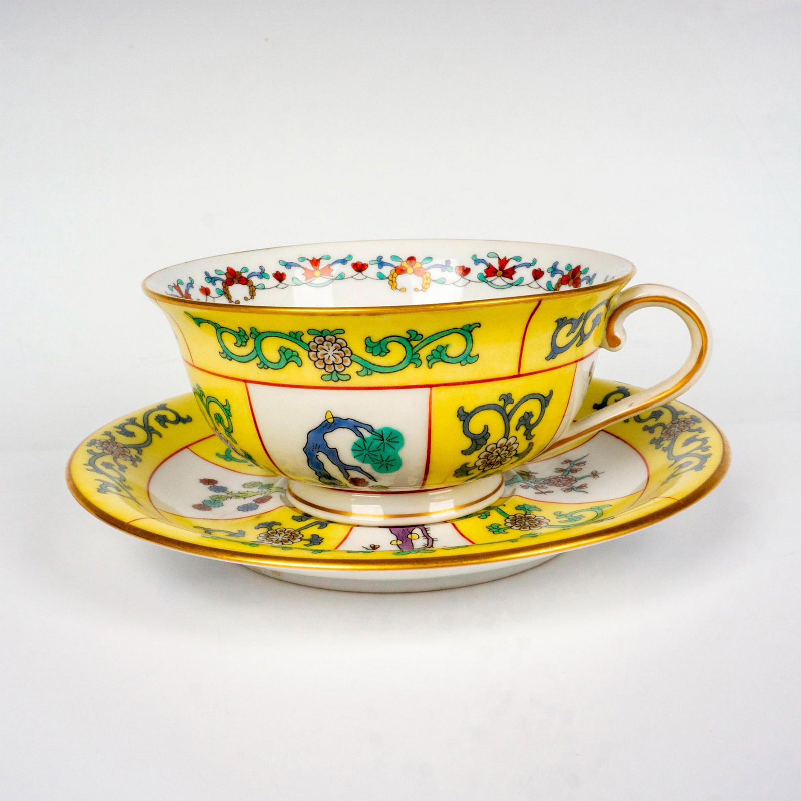 2pc Herend Porcelain Cup and Saucer Set, Yellow Dynasty (1 of 3)