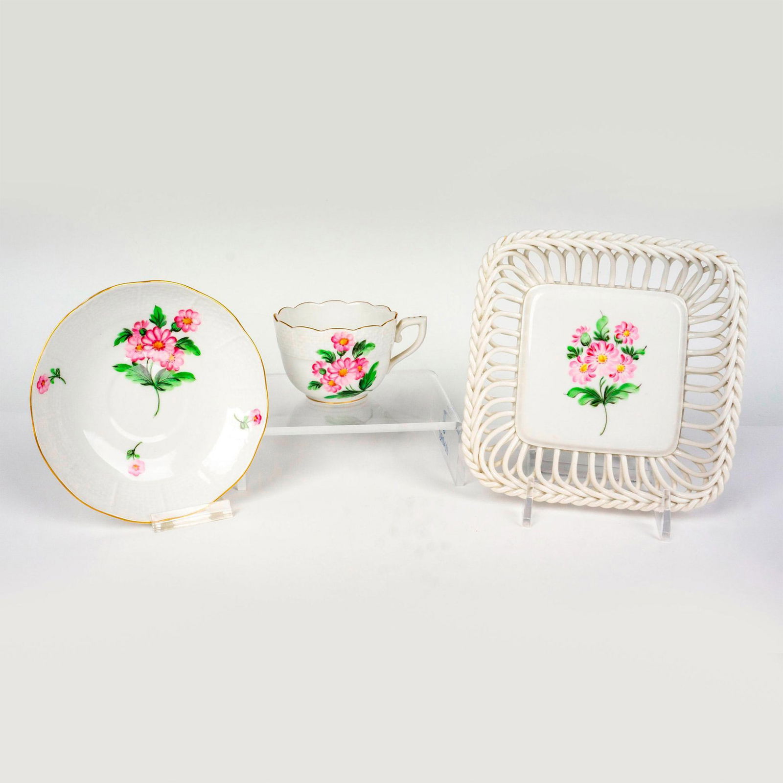 3pc Herend Porcelain Tray and Cup & Saucer Set (1 of 3)