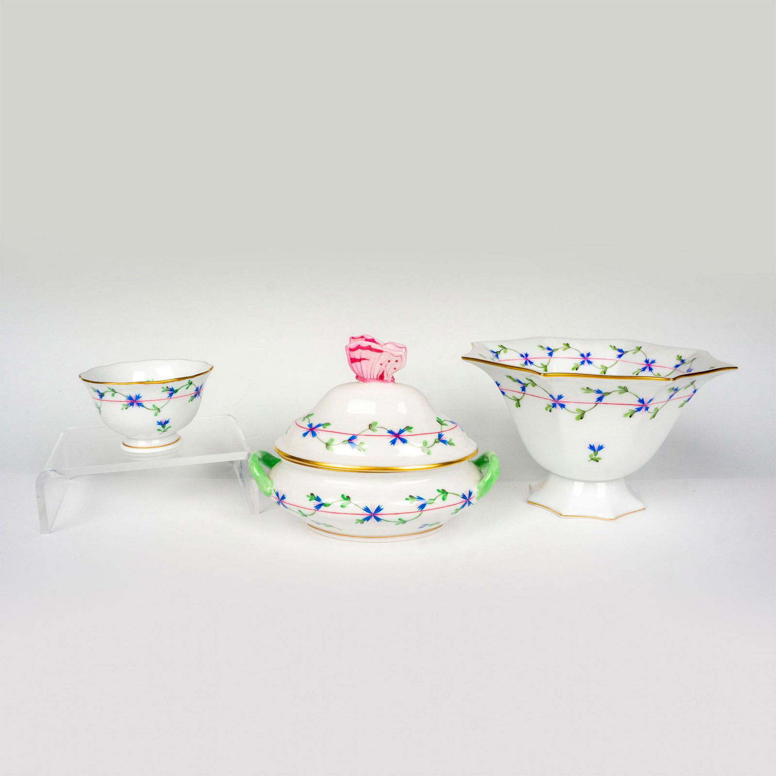 3pc Herend Porcelain Tableware, Blue Garland (1 of 3)