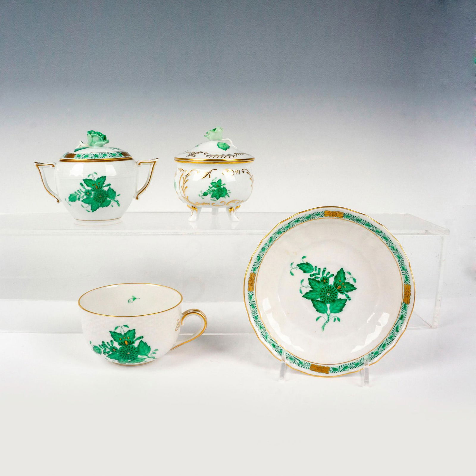 6pc Herend Porcelain Tea Set, Chinese Bouquet Green (1 of 3)