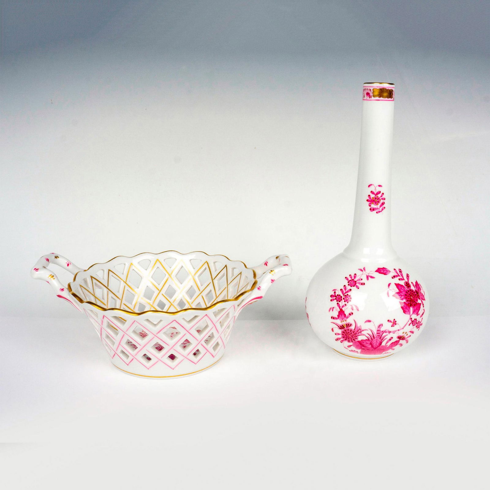 2pc Herend Porcelain Vase and Basket, Chinese Bouquet (1 of 3)