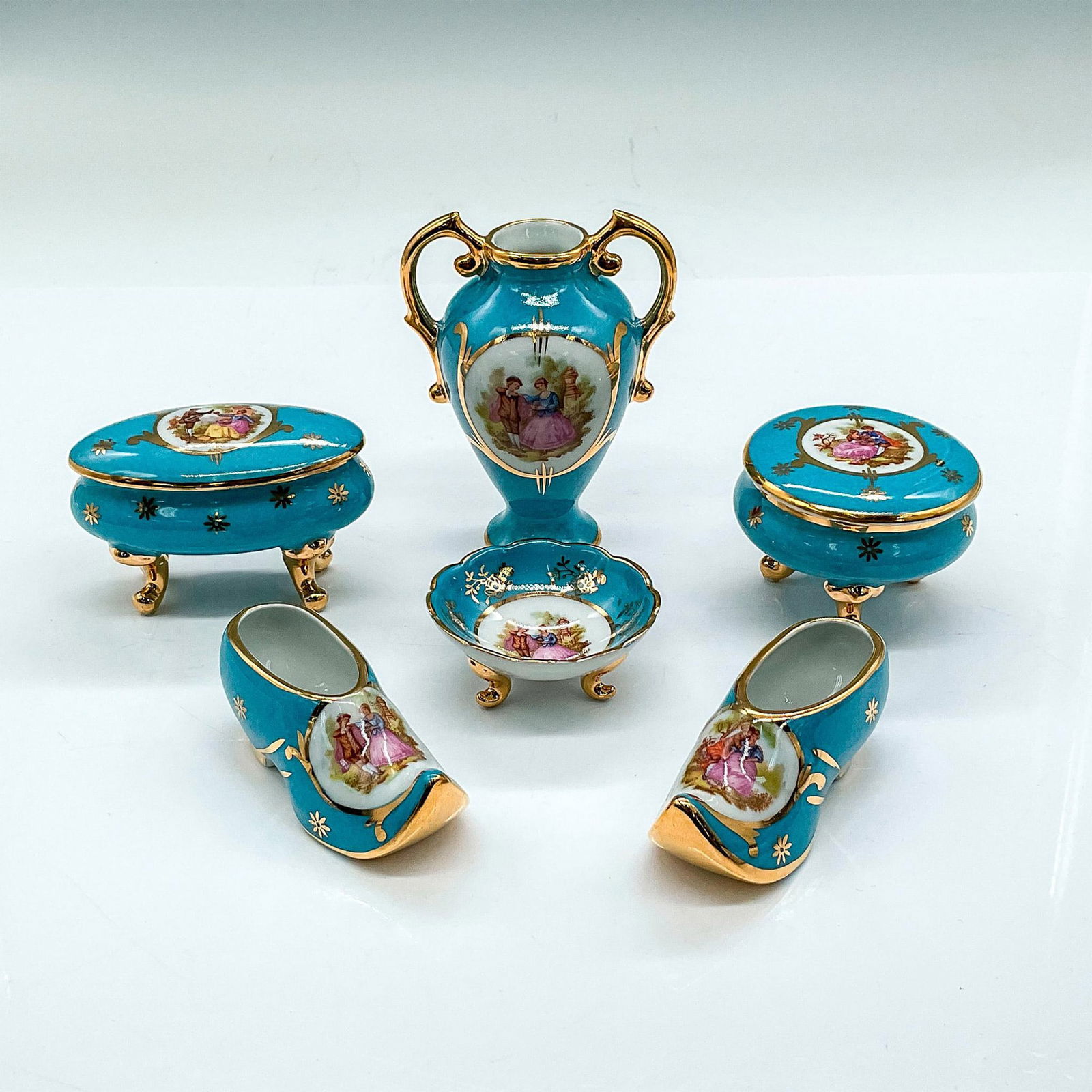 6pc Limoges Miniature Porcelain Ceramic Group (1 of 3)