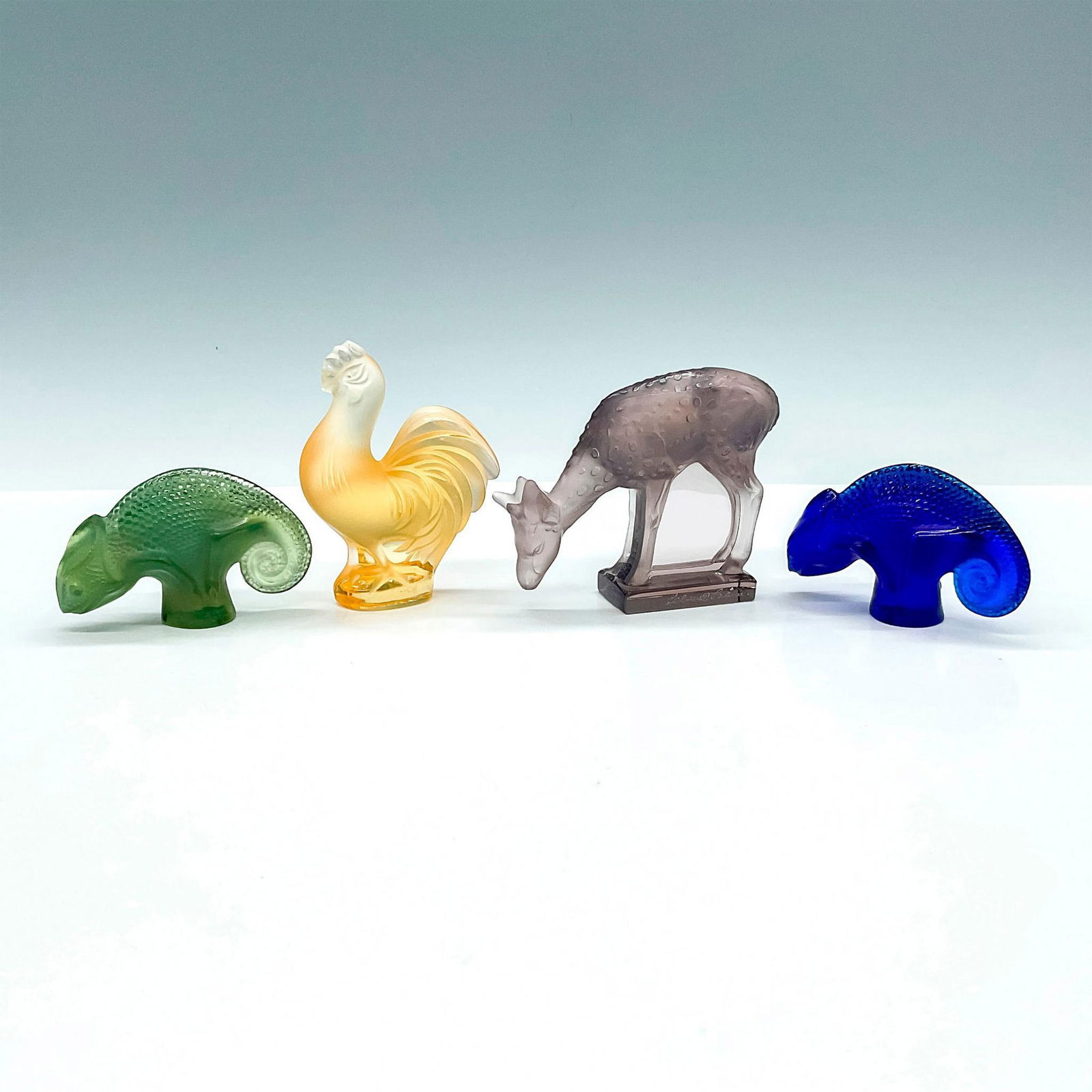 4pc Lalique Crystal Animal Figurines Color Frosted (1 of 3)