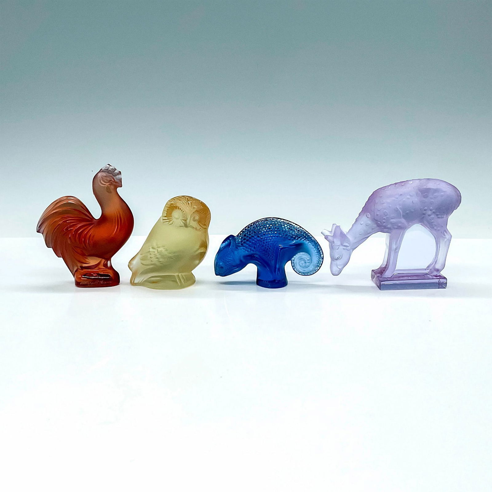 4pc Lalique Crystal Animal Figurines Frosted Color (1 of 3)
