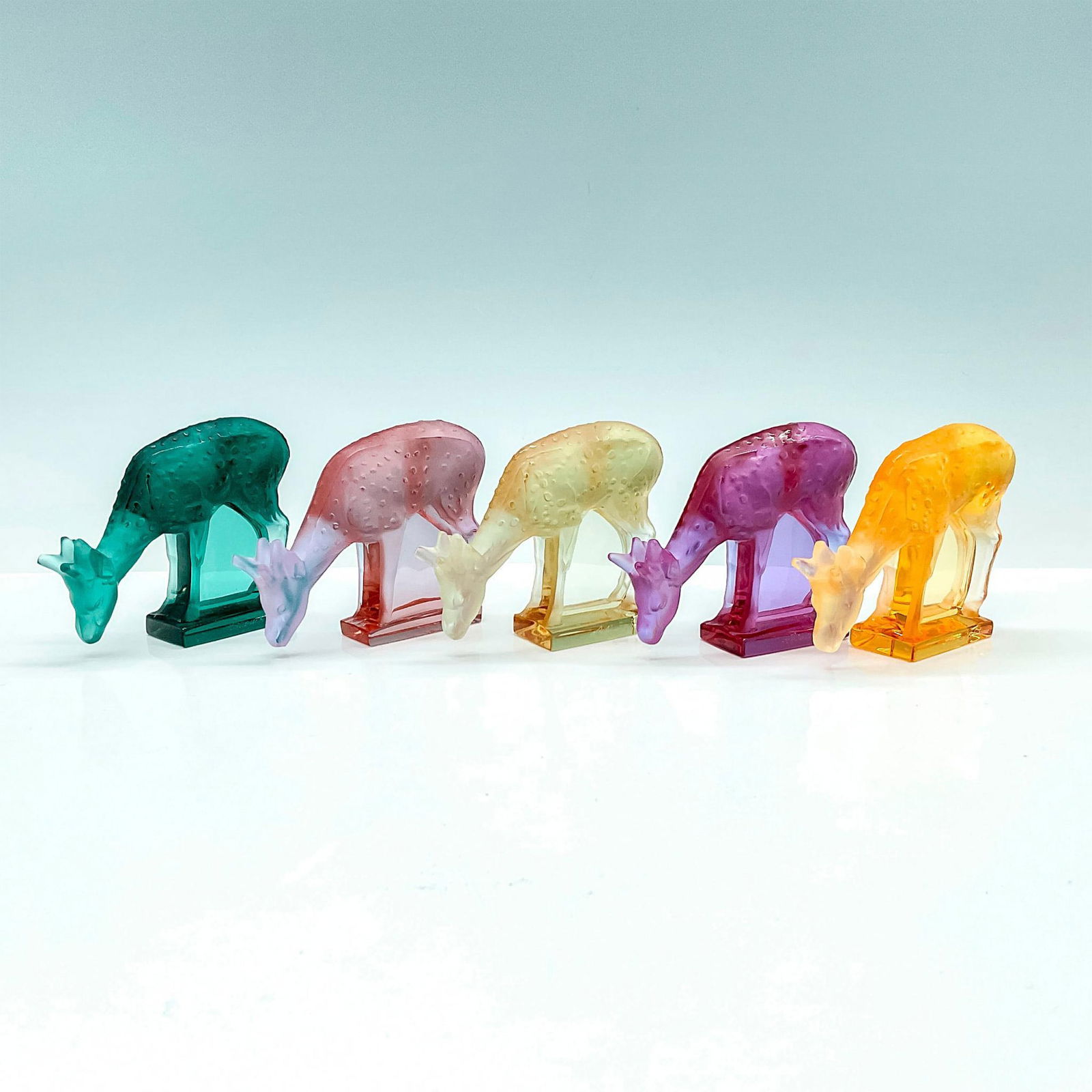 5pc Lalique Crystal Deer Figurines Frosted Color (1 of 3)