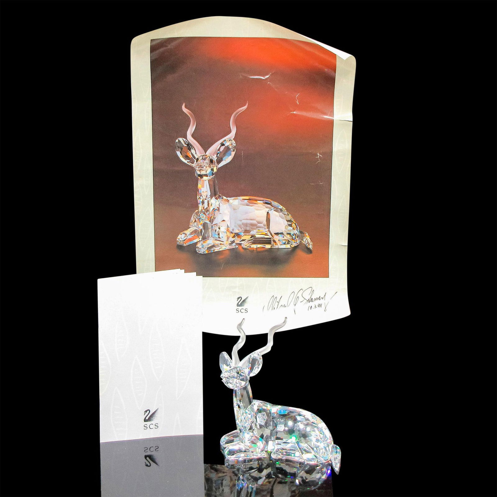 2pc Swarovski Crystal Figurine and Poster, The Kudu, Signed (1 of 4)
