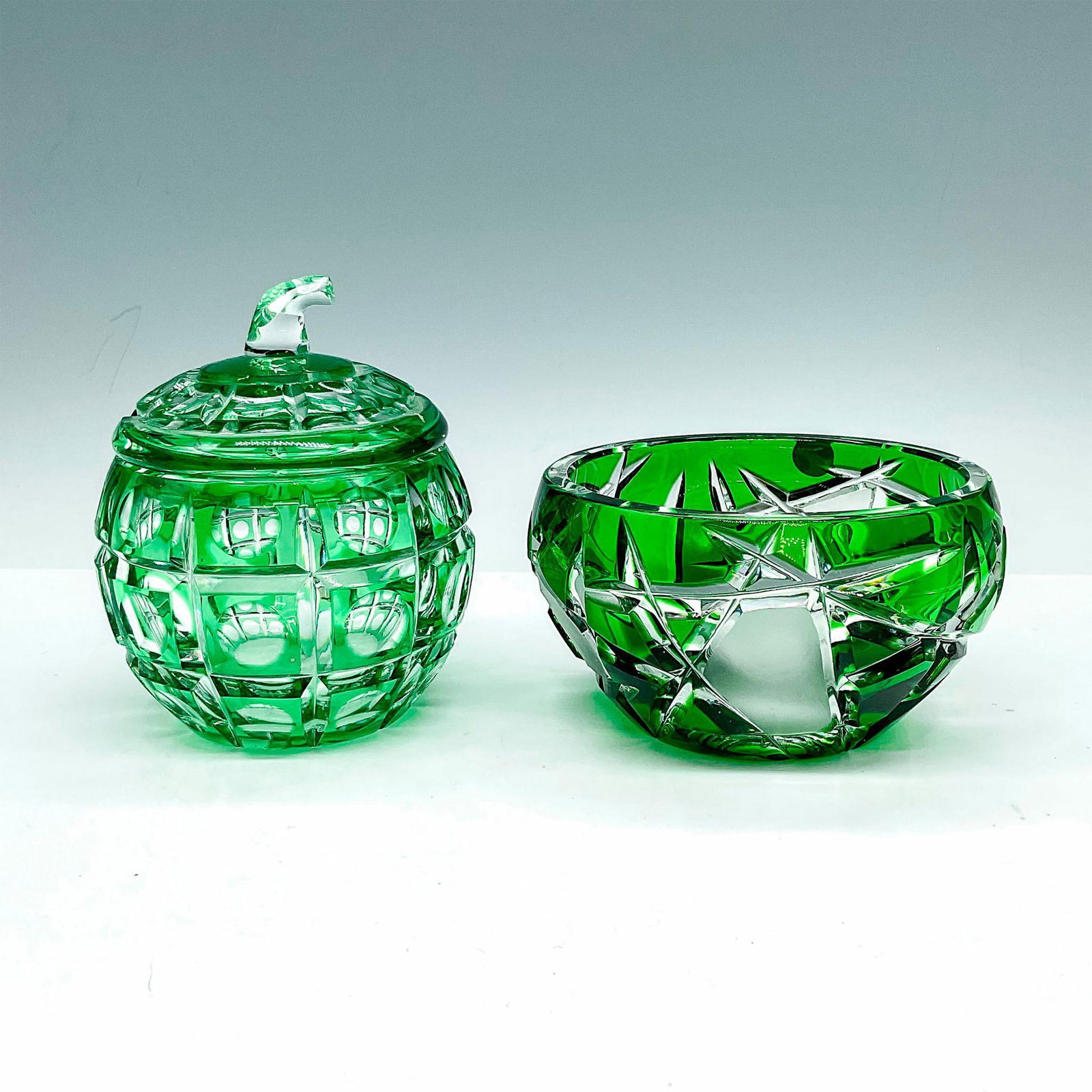 2pc Bohemian Crystal Bowl and Marmalade Jar (1 of 4)