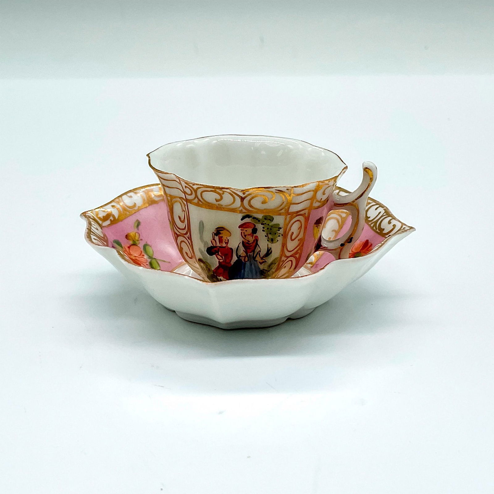 Thieme Potschappel Dresden Pink Mini Cup and Saucer (1 of 3)