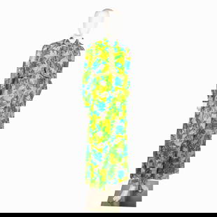 Vintage Lillie Rubin Floral Jumpsuit with Reversible Balero: Lime green chiffon high waisted jumpsuit with multicolored floral design. Rounded neck with zippered closure. Waist and Balero are rhinestone embellished. Lily Rubin tag. Issued: 20th century Manufact