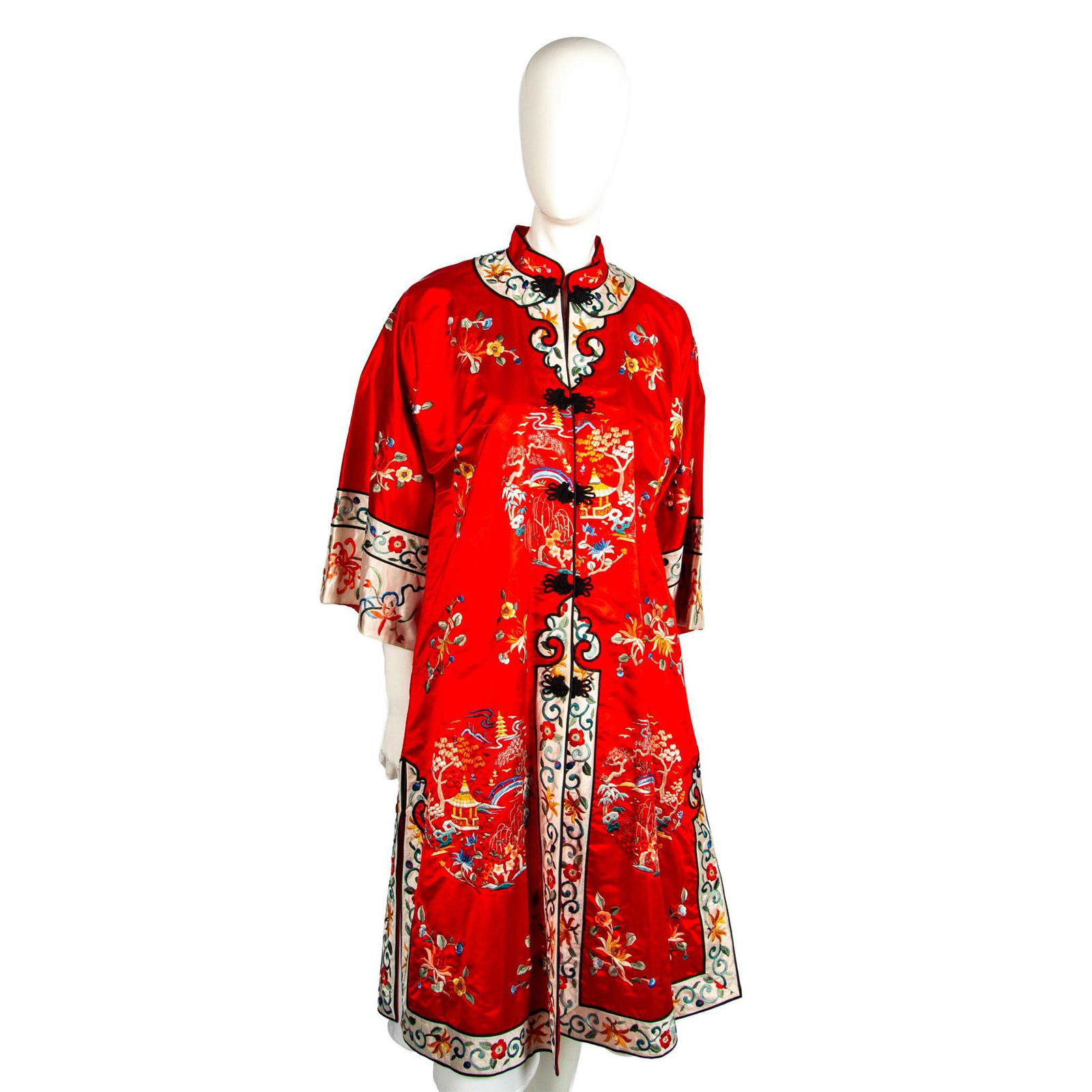 Vintage Silk Embroidered Multicolored Coat, Size Med. (1 of 4)