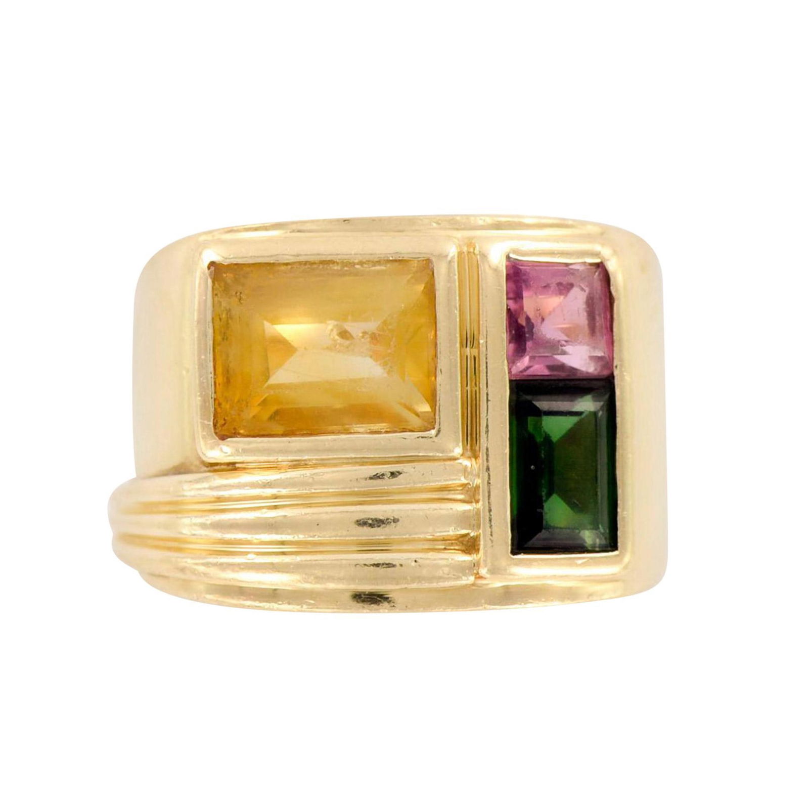Unique Art Deco 14K Gold and Tourmaline Ring Band (1 of 6)