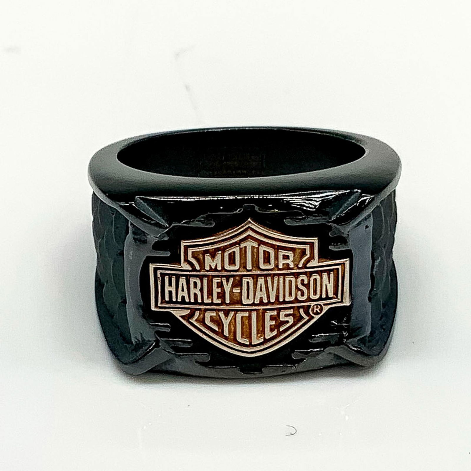 Harley Davidson Scaly Black Titanium & Sterling Biker Ring (1 of 3)