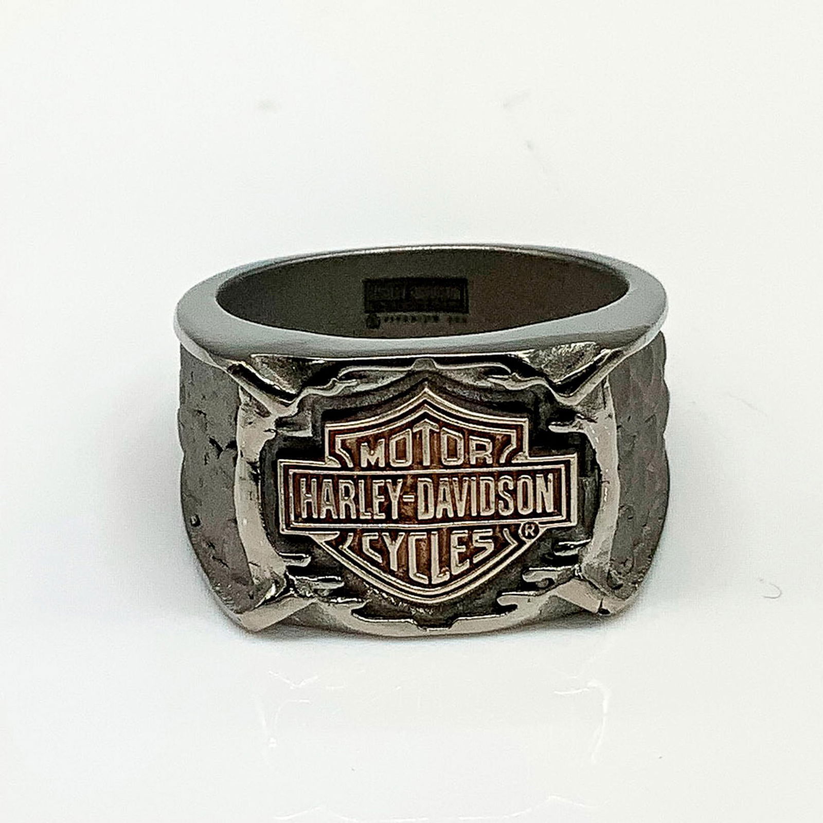 Harley Davidson Scaly Titanium & Sterling Silver Biker Ring (1 of 3)