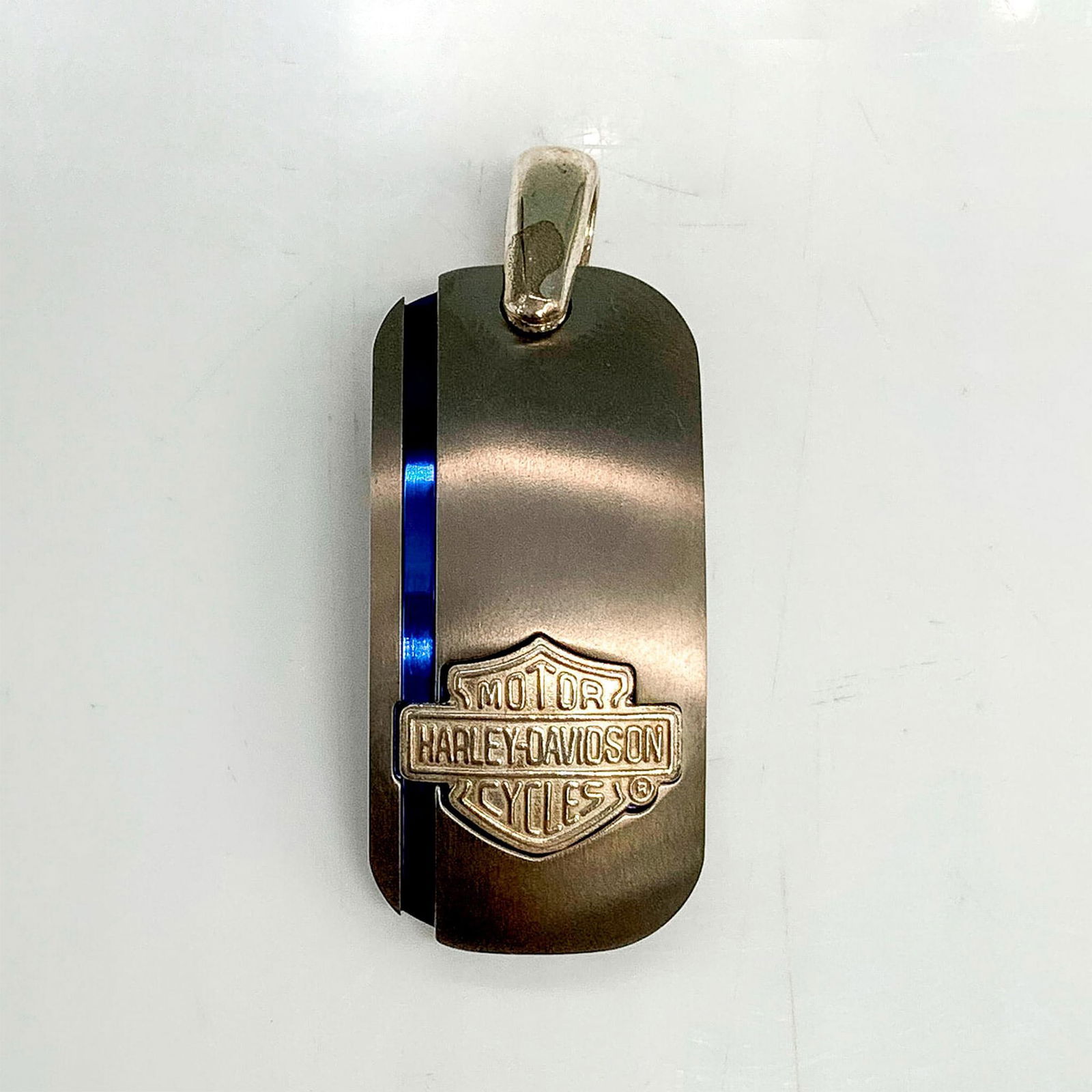 Harley Davidson Titanium Pendant with Blue Stripe (1 of 2)