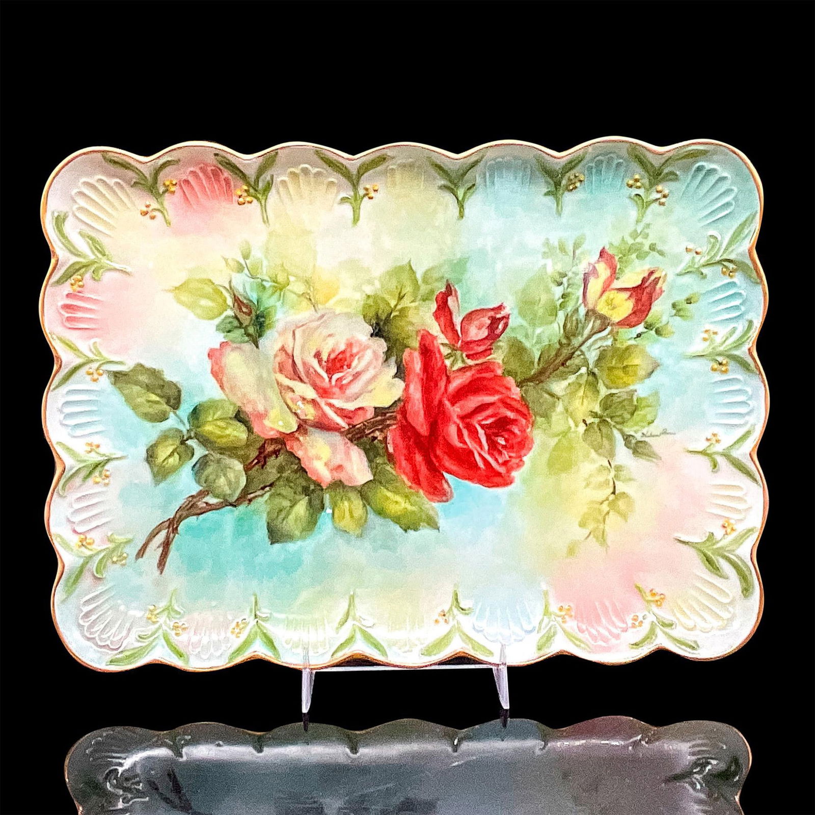 Limoges Porcelain Serving Tray, Spring Roses (1 of 3)