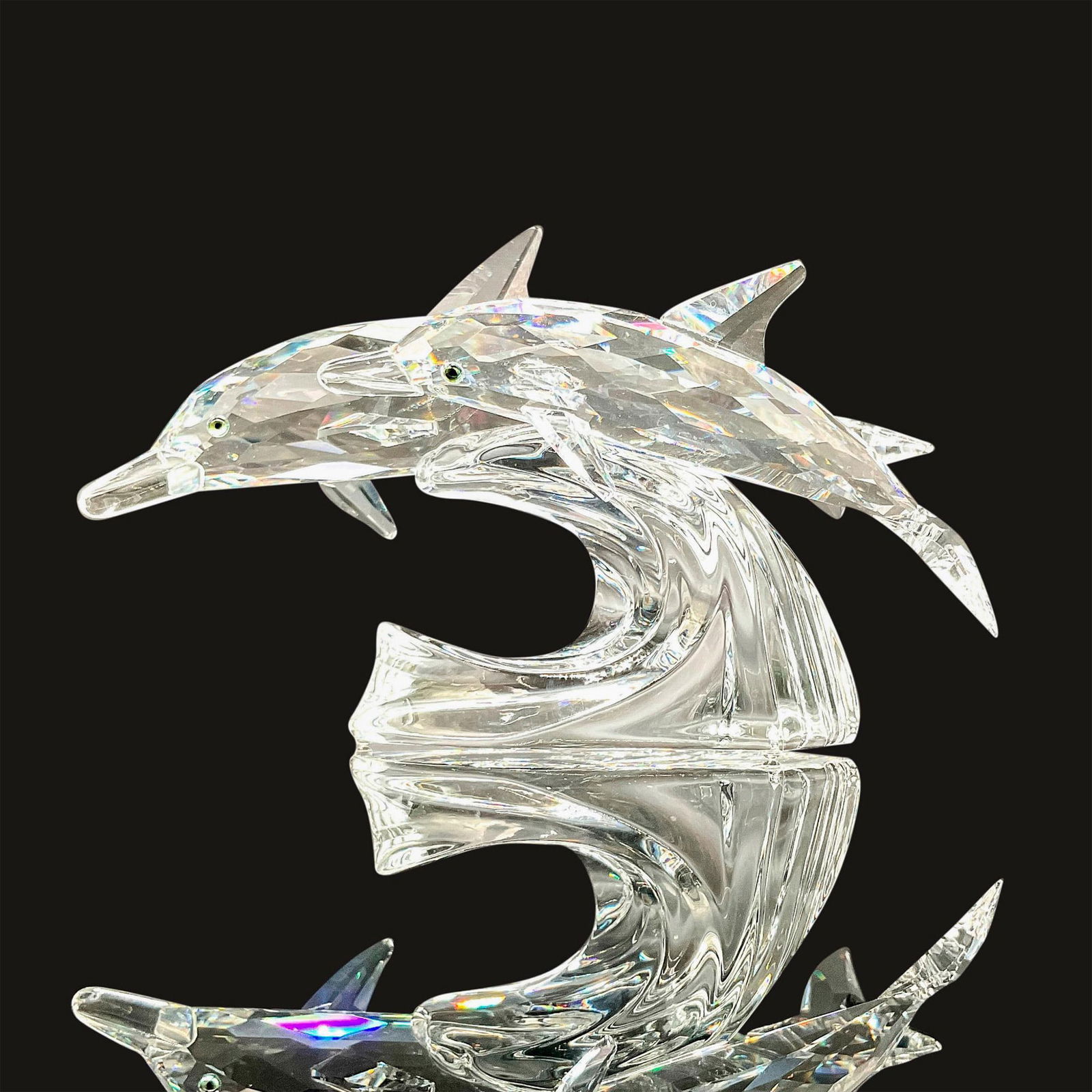 Swarovski Crystal Figurine, Dolphins, Mother and Calf + Base (1 of 4)