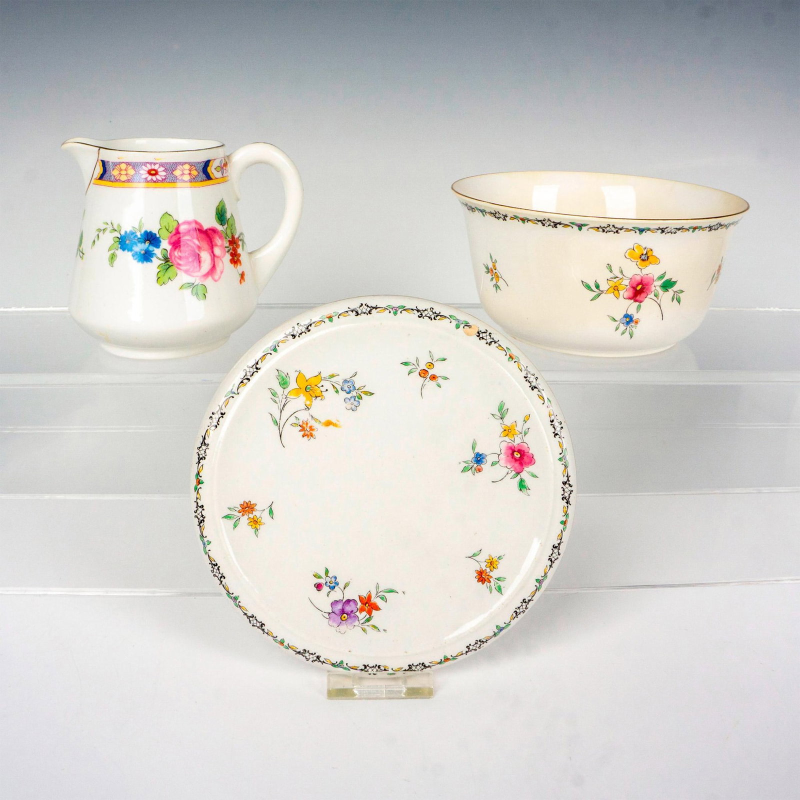 3pc Shelley China Table Service Grouping, Floral with Gold (1 of 3)