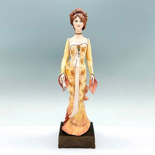 Albany Fine China Art Nouveau Figurine, La-Demoiselle D'or: Limited edition. Art Nouveau series. Beautiful painted figure of a woman in a floral yellow gown. Albany Fine China Ltd England, Worcester backstamp. Artist: Ruth van Ruyckevelt Issued: 20th century D