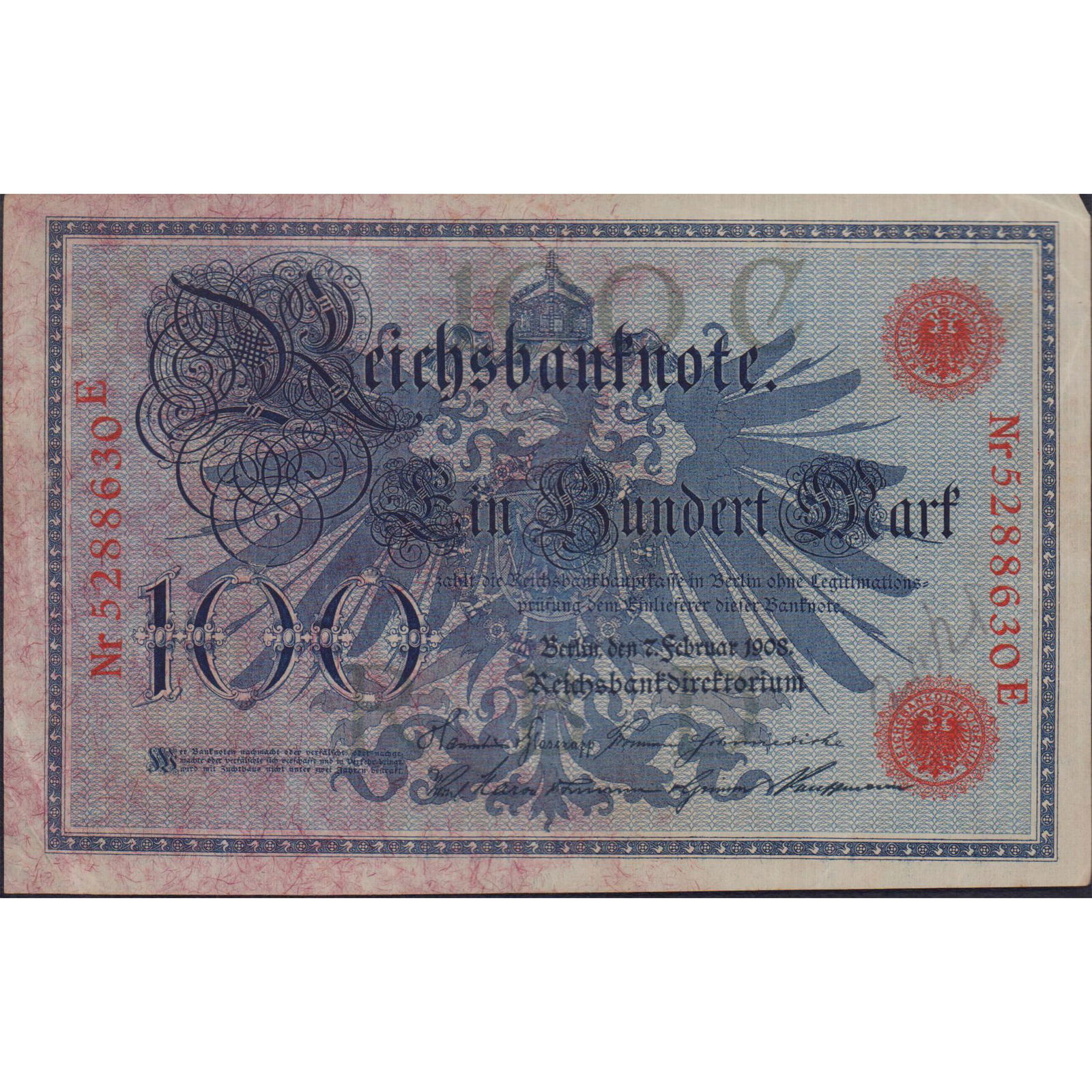 Antique 1908 German 100 Mark Banknote (1 of 2)