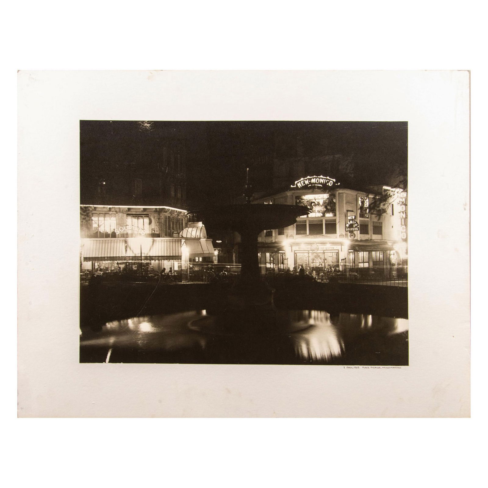 Large Black & White Photogravure, Place Pigalle by Night (1 of 3)