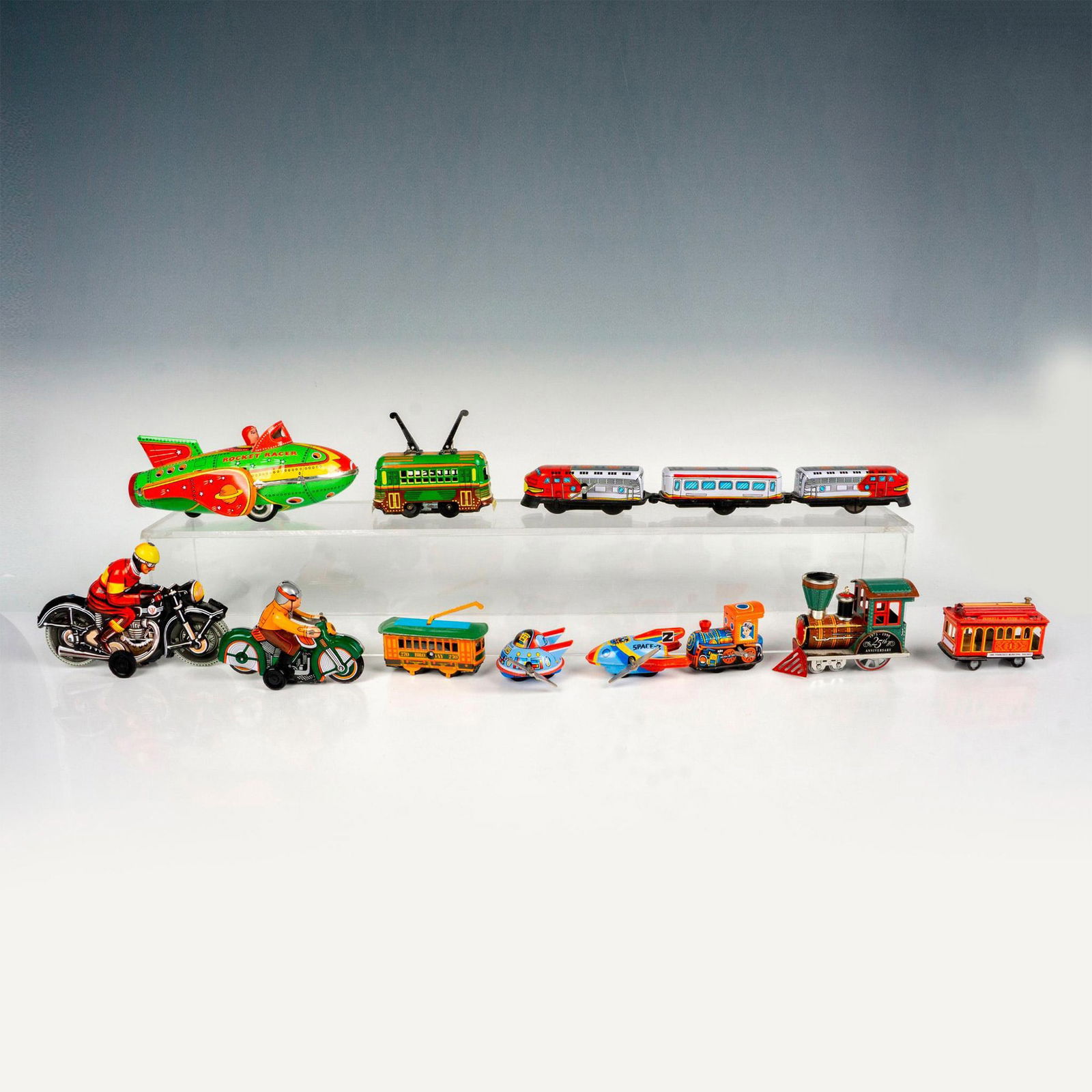 13pc Wind-Up Tin Toy Transportation Grouping (1 of 3)