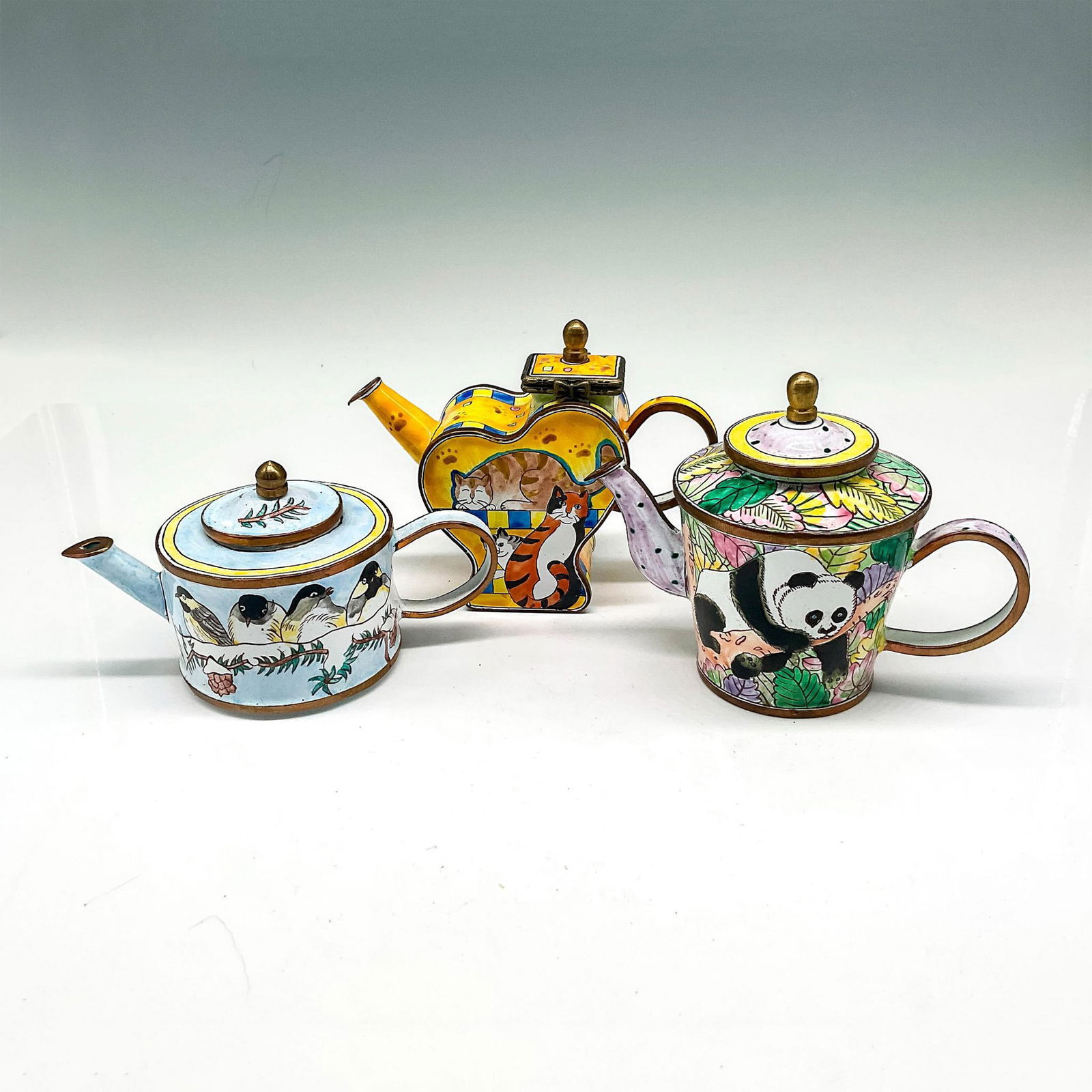 miniature enamel teapots