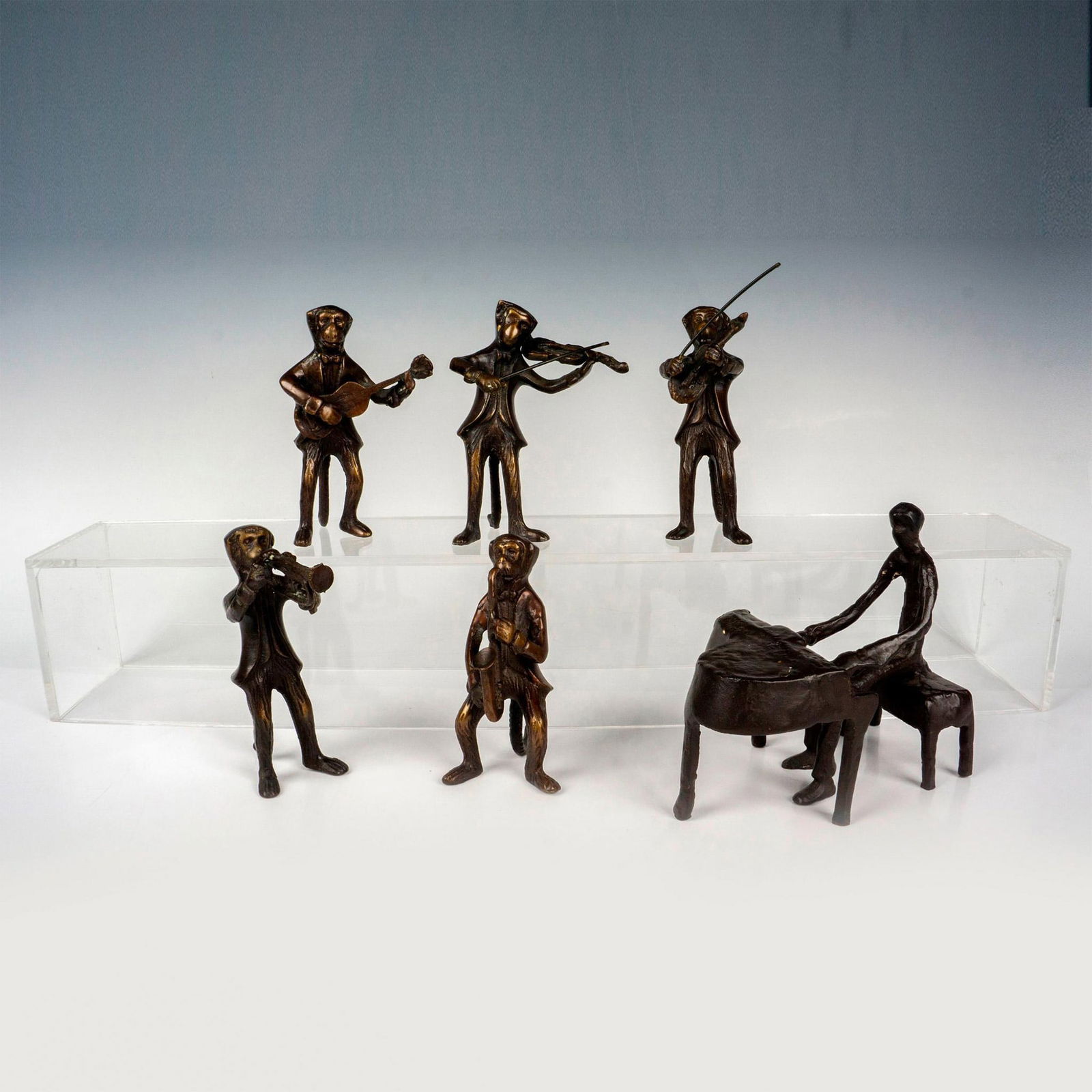 6pc Vintage Bronze Monkey Band Figurines (1 of 3)