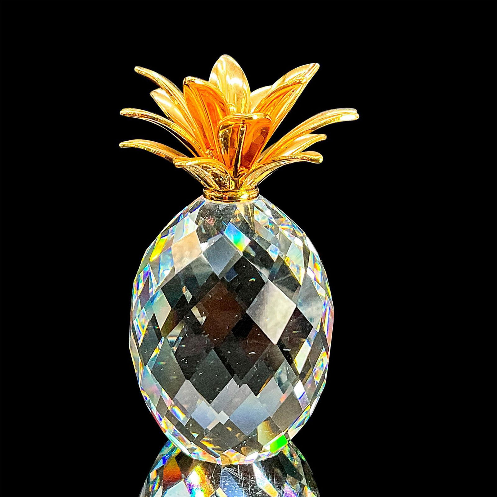 Swarovski Crystal Figurine, Pineapple With Golden Leaves (1 of 4)