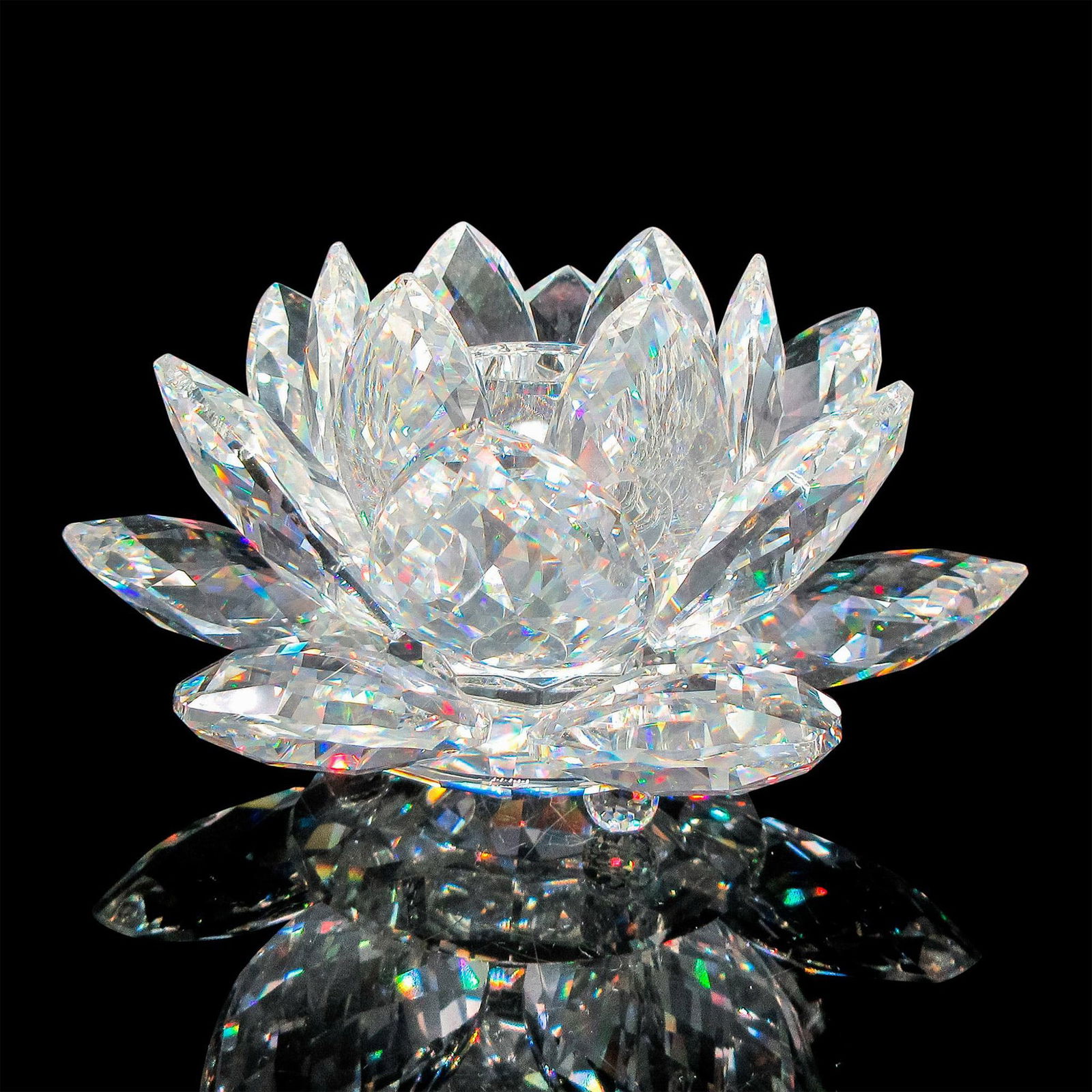 Swarovski Silver Crystal Candle Holder, Lotus Flower (1 of 4)