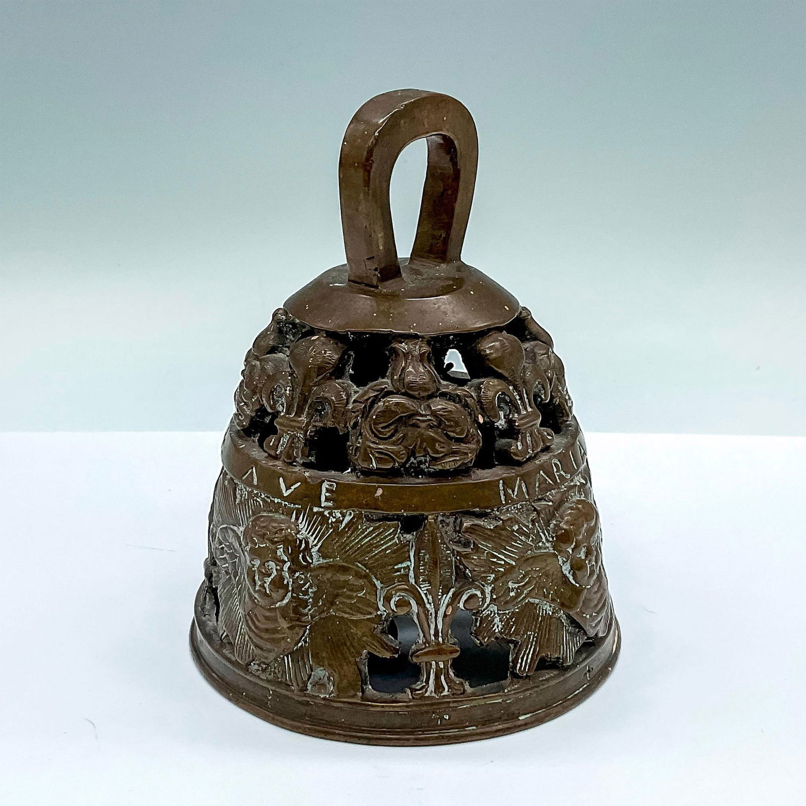 Vintage Bronze Angelic Prayer Bell, Ave Maria Gratia Plena (1 of 3)