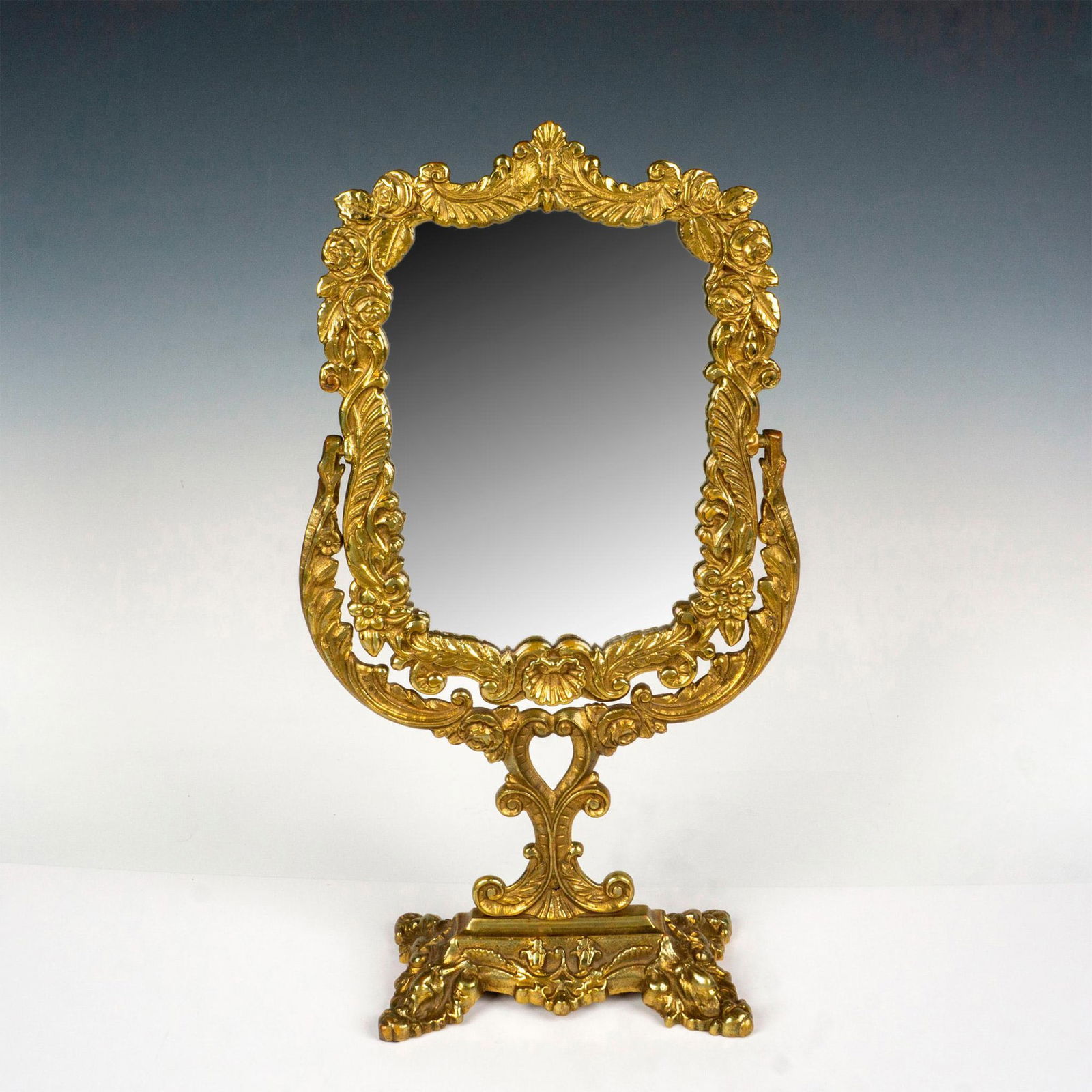Brass Filigree Framed Tilting Vanity Table Mirror (1 of 3)