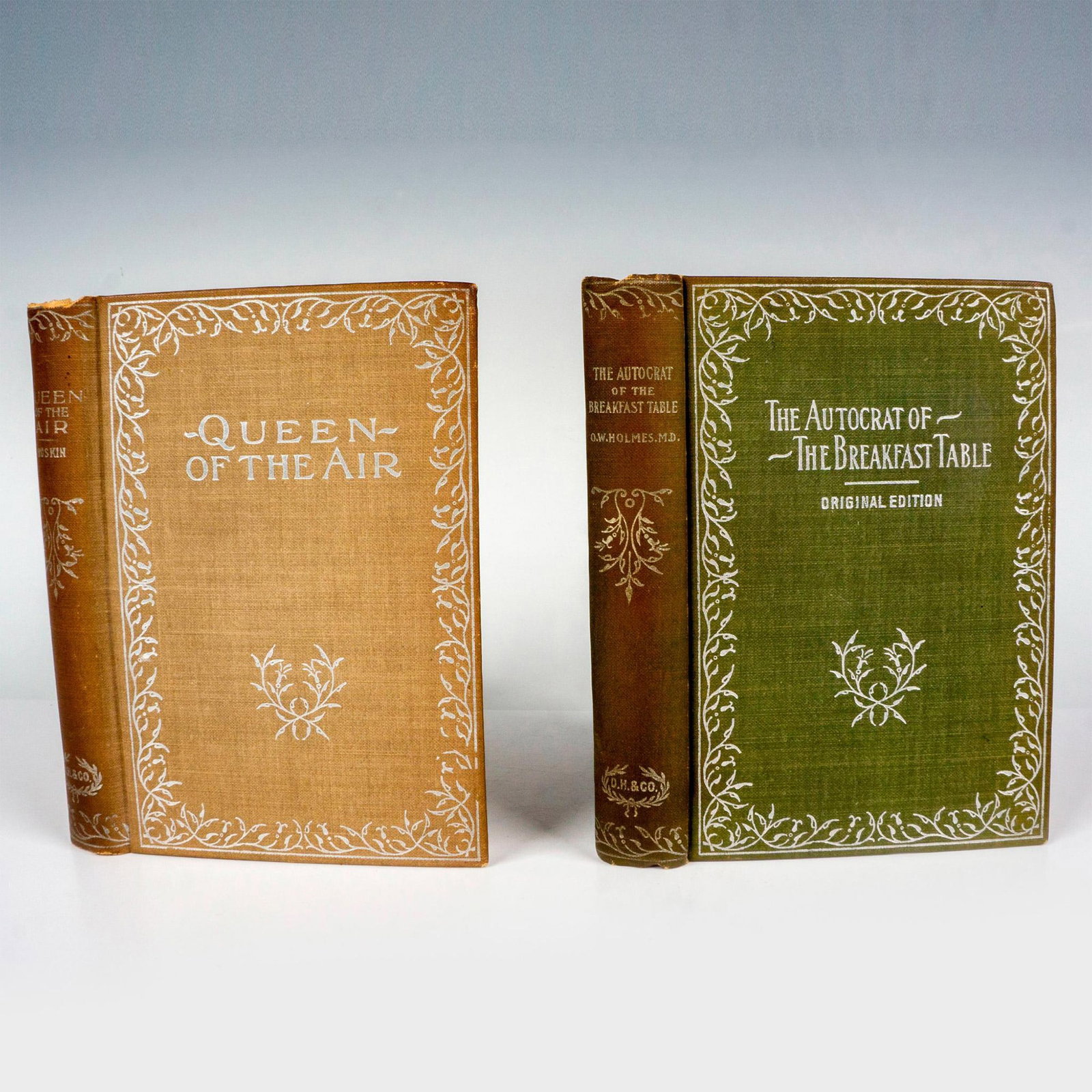 2 Books, Queen of the Air and The Autocrat of the Breakfast: Chicago: Donohue, Henneberry & Co. 2 late 19th century to early 20th century hardcover books, each published by Donohue, Henneberry & Co. Queen of the Air Being a Study of the Greek Myths of Cloud and
